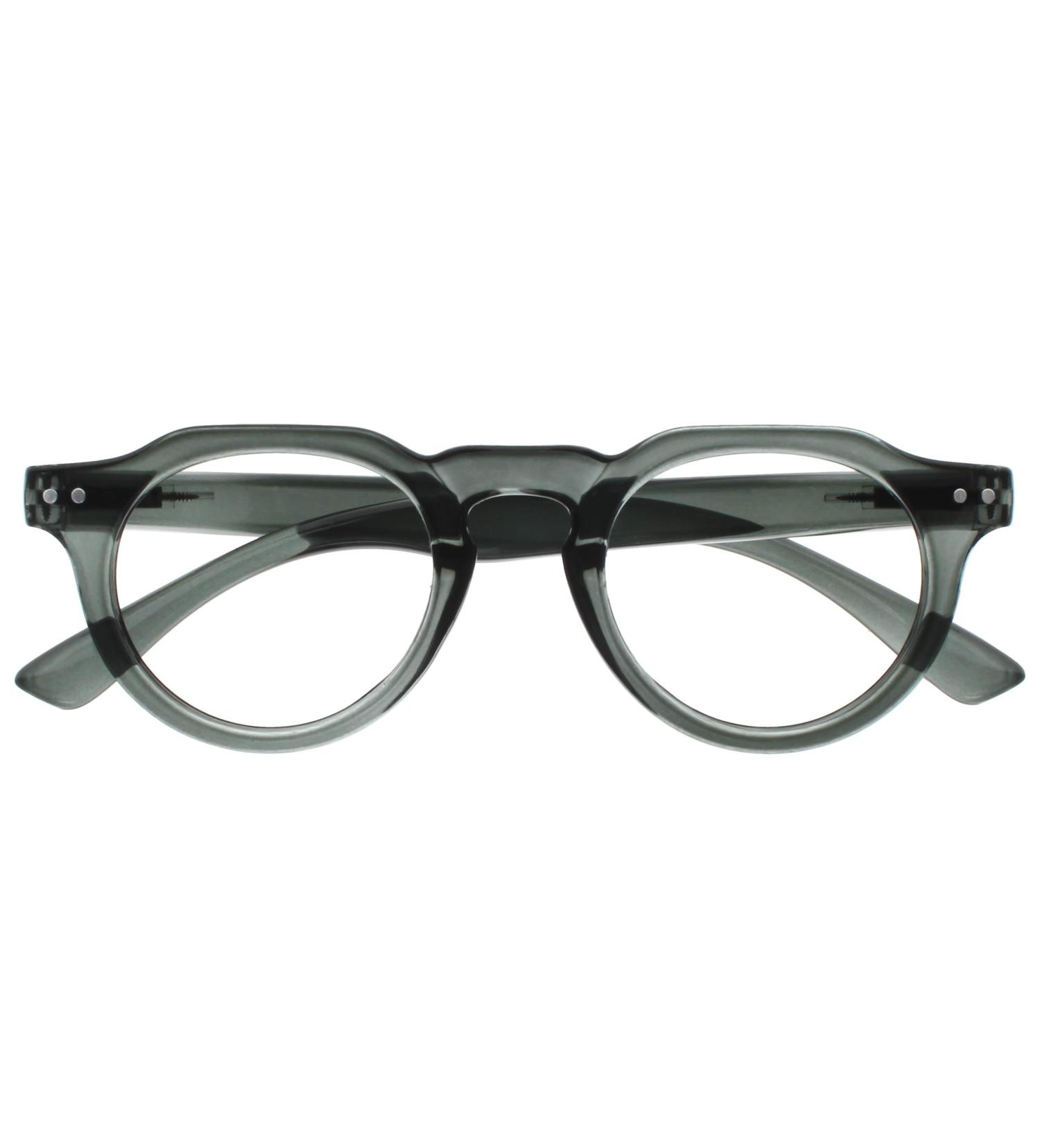 Opulize Rio Blue Light Filter Reading Glasses - Unisex Flattened Frame with Spring Hinges - +3.00 Magnification - Transparent Dark Green - Buy Online on GoSupps.com