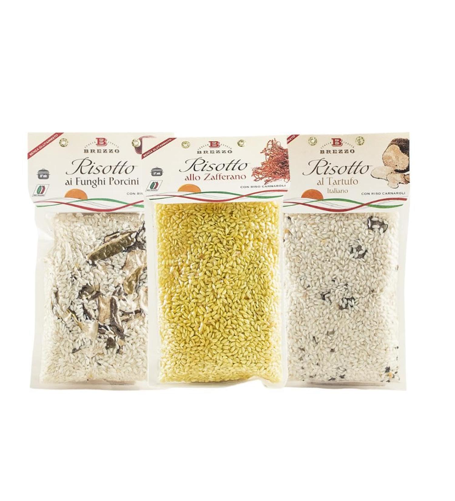 Brezzo Tris di Risotti of 300g with porcini mushrooms truffle and saffron - Buy Online on GoSupps.com