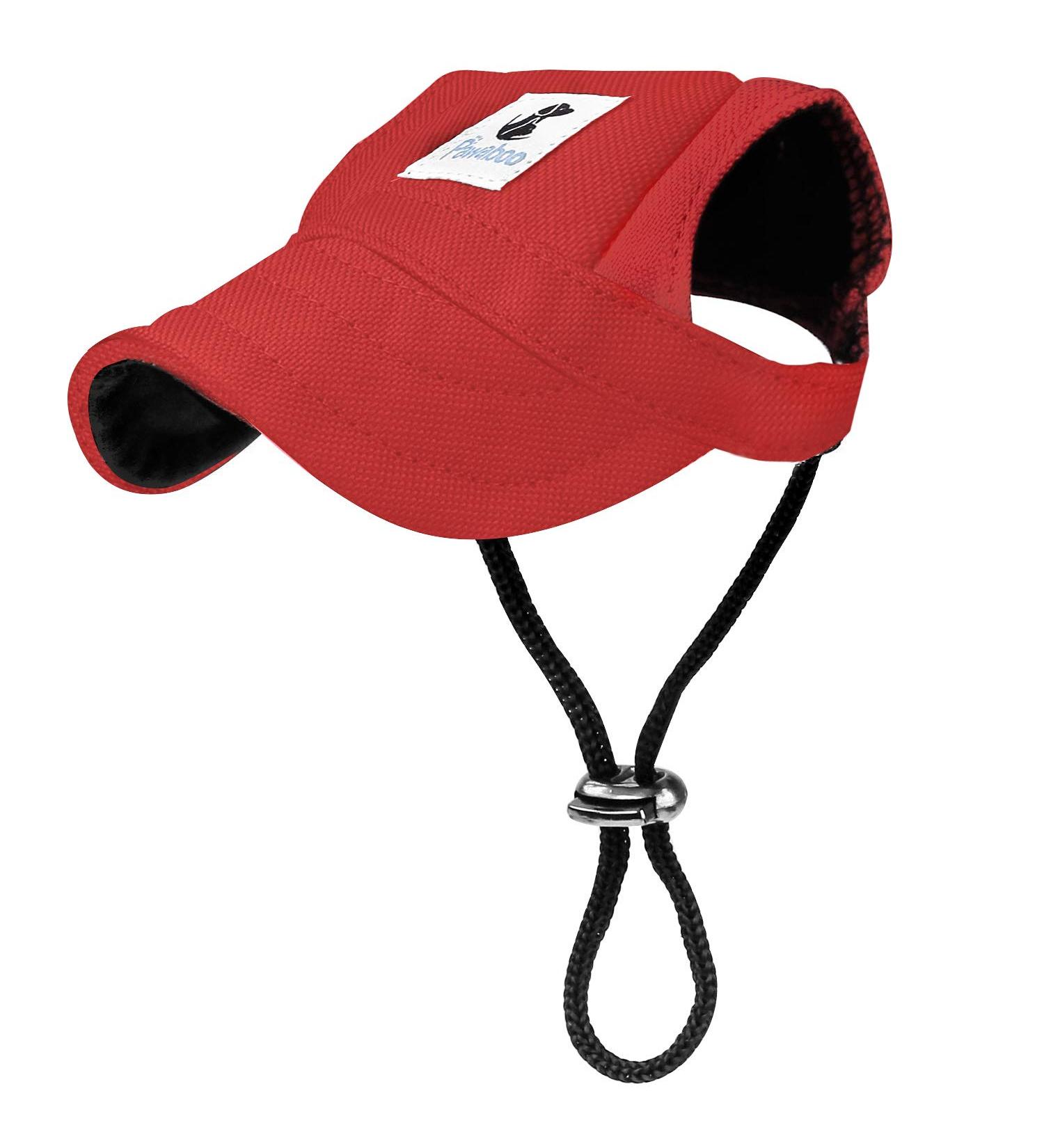 Pawaboo Dog Baseball Cap - Adjustable Sun Protection Hat for Puppies & Pets Large Red with Ear Holes - Buy Online on GoSupps.com