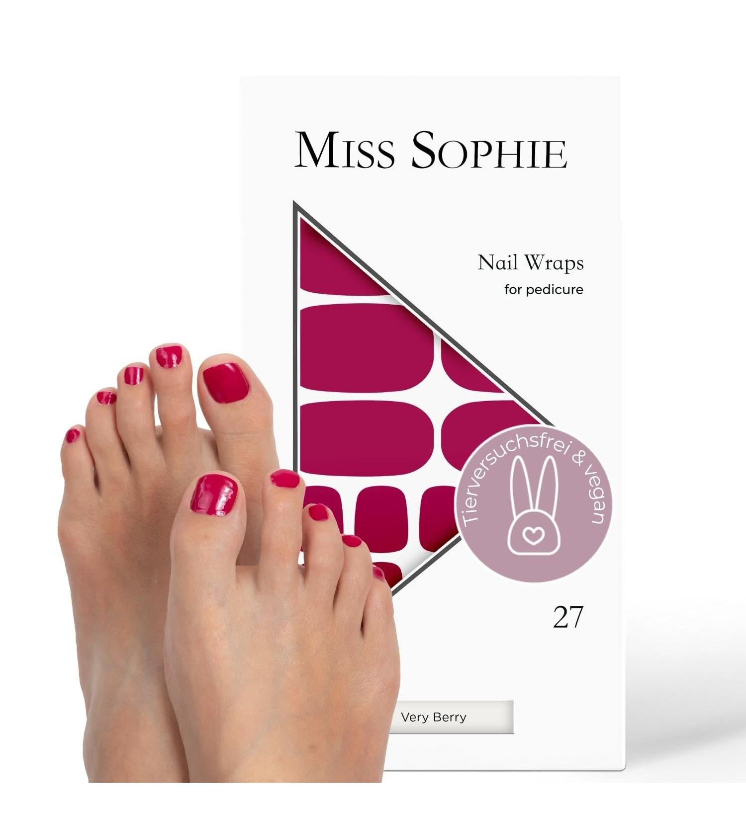 Miss Sophie Pedi Wraps - Very Berry Red Nail Foils | 27 Ultra-Thin Self-Adhesive Pedicure Wraps for Long-Lasting Results - Buy Internationally! - Buy Online on GoSupps.com