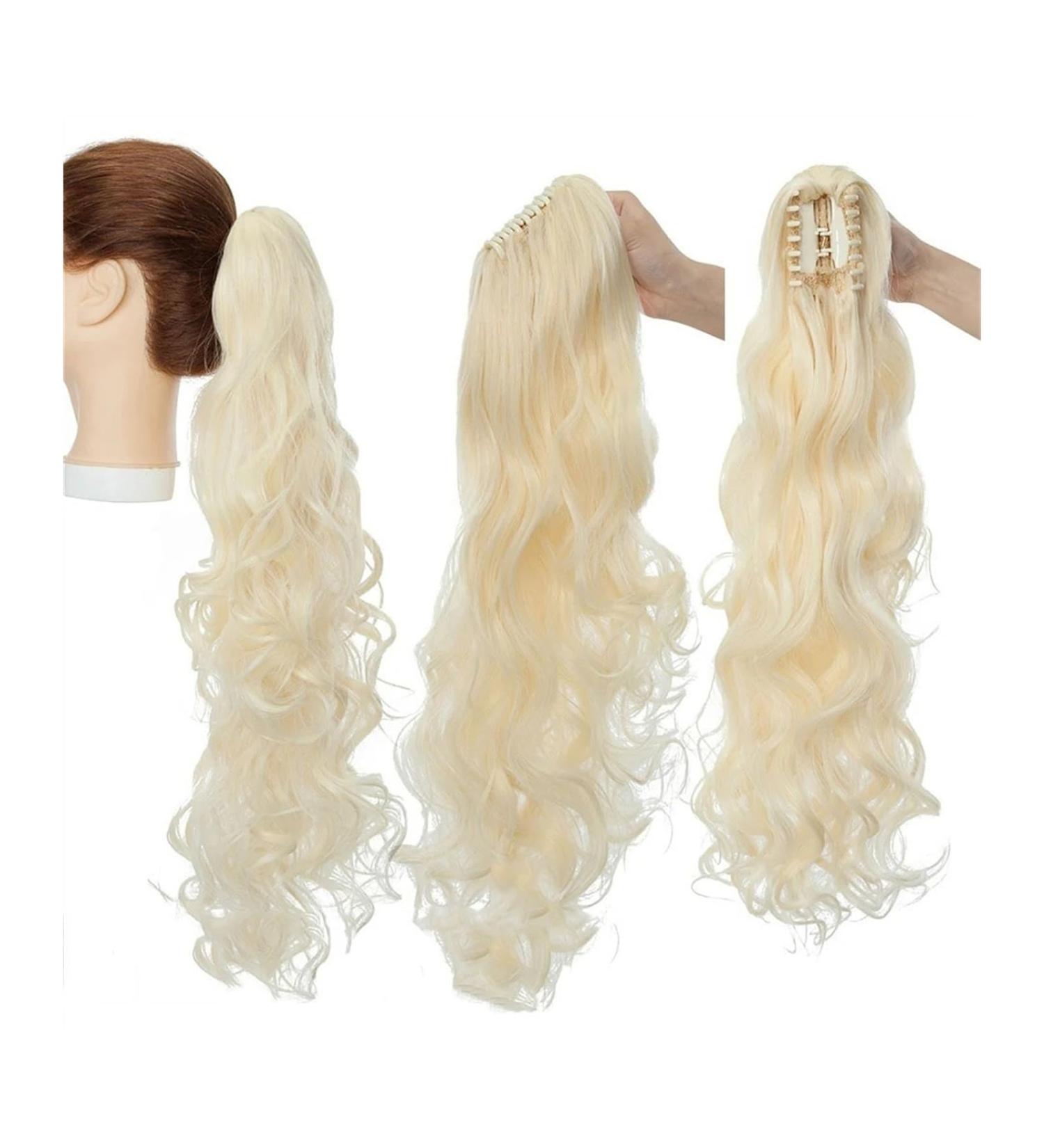 Ponytail Extension Long Wavy Ponytail Extension 24 Inch Claw Clip Pony Tail Hairpiece Claw Clip in Synthetic Long Wave Ponytail Hair Extainson for Women Girls Ponytail Hairpiece for Women (Color : 24inches #613 - Buy Online on GoSupps.com