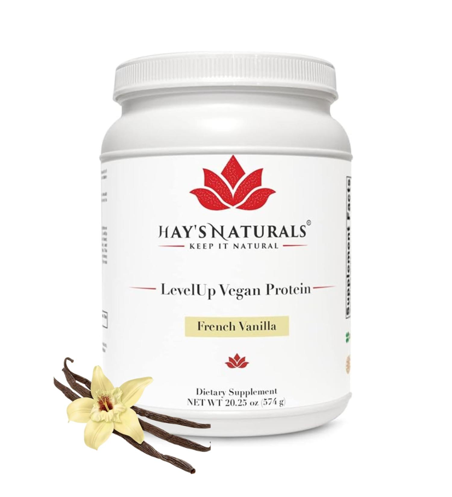 Hay's Naturals LevelUp Vegan Protein Powder - 21g Plant-Based Protein for Muscle Building - French Vanilla Flavor - Buy Online on GoSupps.com