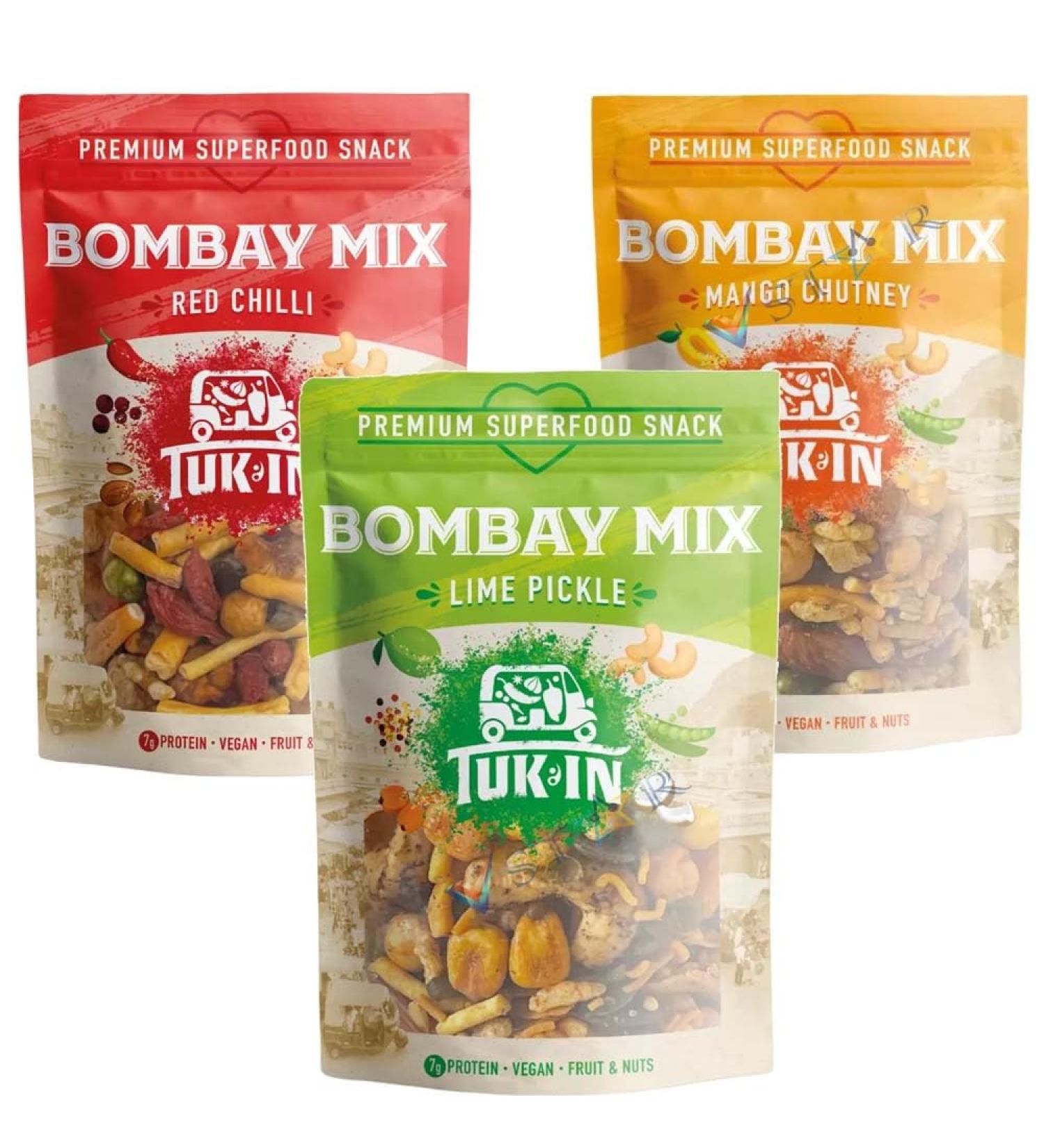 Tuk In Red Chilli Lime Pickle & Mango Chutney Bombay Trail Healthy Snack Mix Pack 40g (Pack of 3 Mixed)