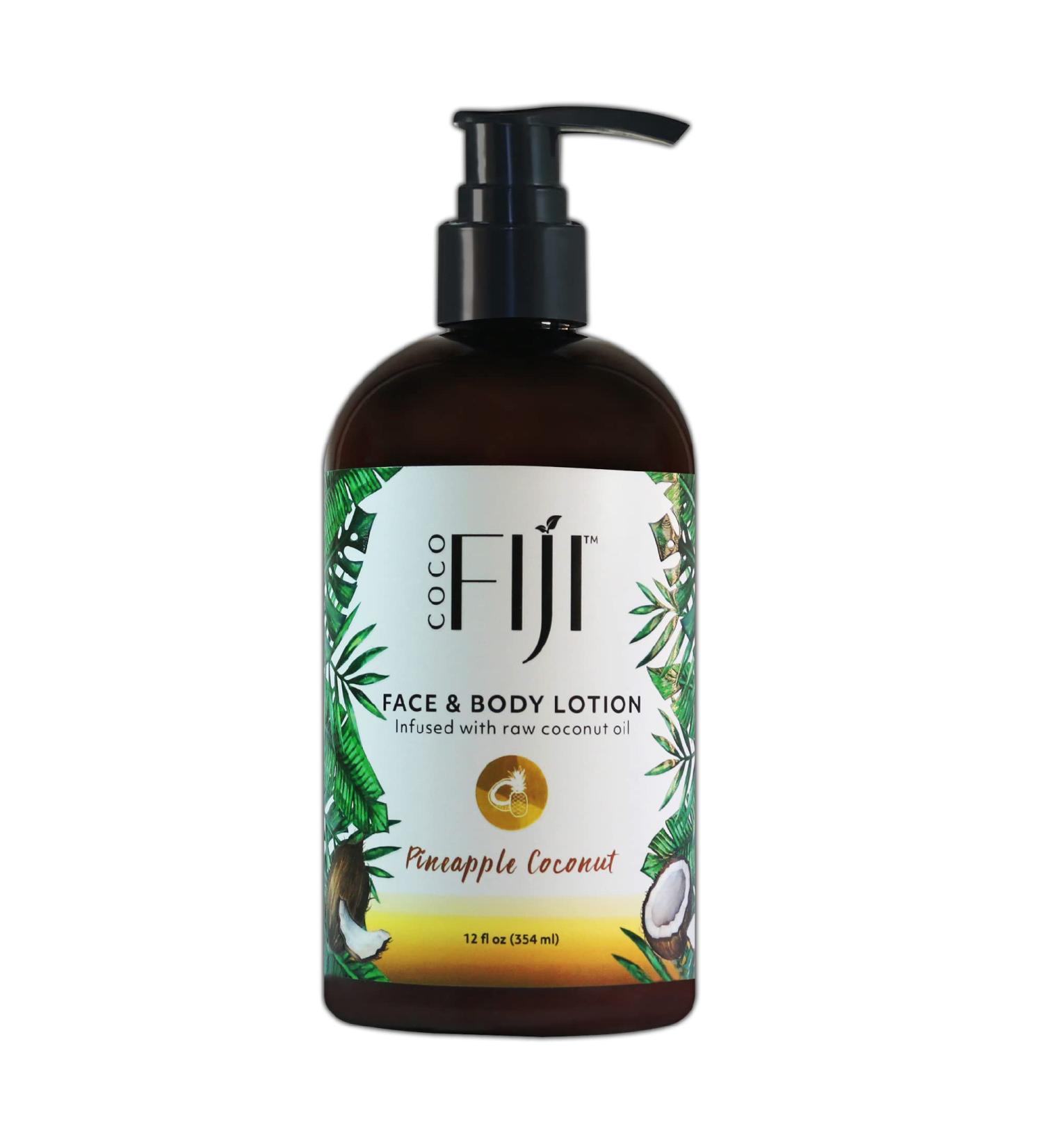 Coco Fiji Pineapple Coconut Face & Body Lotion 12 oz - Coconut Oil Moisturizer for Dry Skin - Men & Women - Massage Cream & Face Moisturizer - Buy Online on GoSupps.com