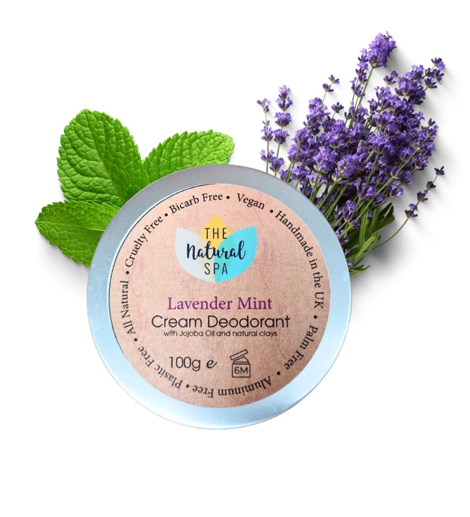 The Natural Spa The Natural Spa Cream Deodorant Balm - No Bicarbs Gentle on All Skin Types Aluminum Free.Scented with Essential Oils and Keeps You Feeling Fresh (Lavender Mint)