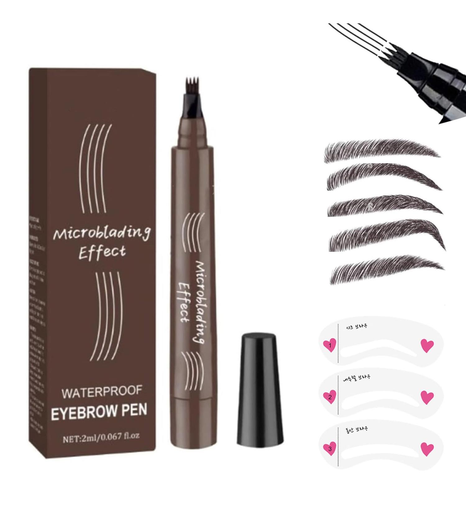 2024 Upgraded Natural Brows Eyebrow Pen 3D Waterproof Microblading Eyebrow Pencil Magic Contouring Pen Long-Lasting 4 Tipped Precise Brow Pen for Natural Makeup (Dark Brown) - Buy Online on GoSupps.com