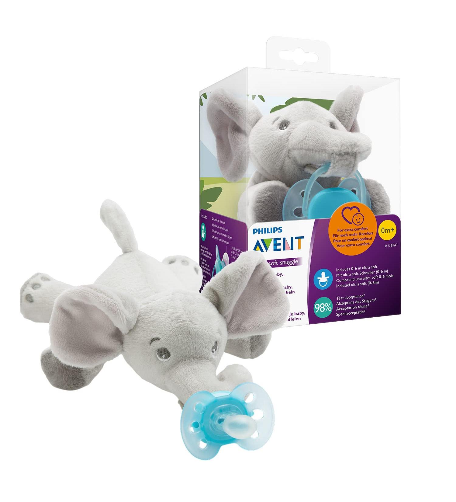 Philips Avent Soft Toy Elephant with Pacifier SCF348/13 - Comfort & Soothing for Babies | International Shipping - Buy Online on GoSupps.com