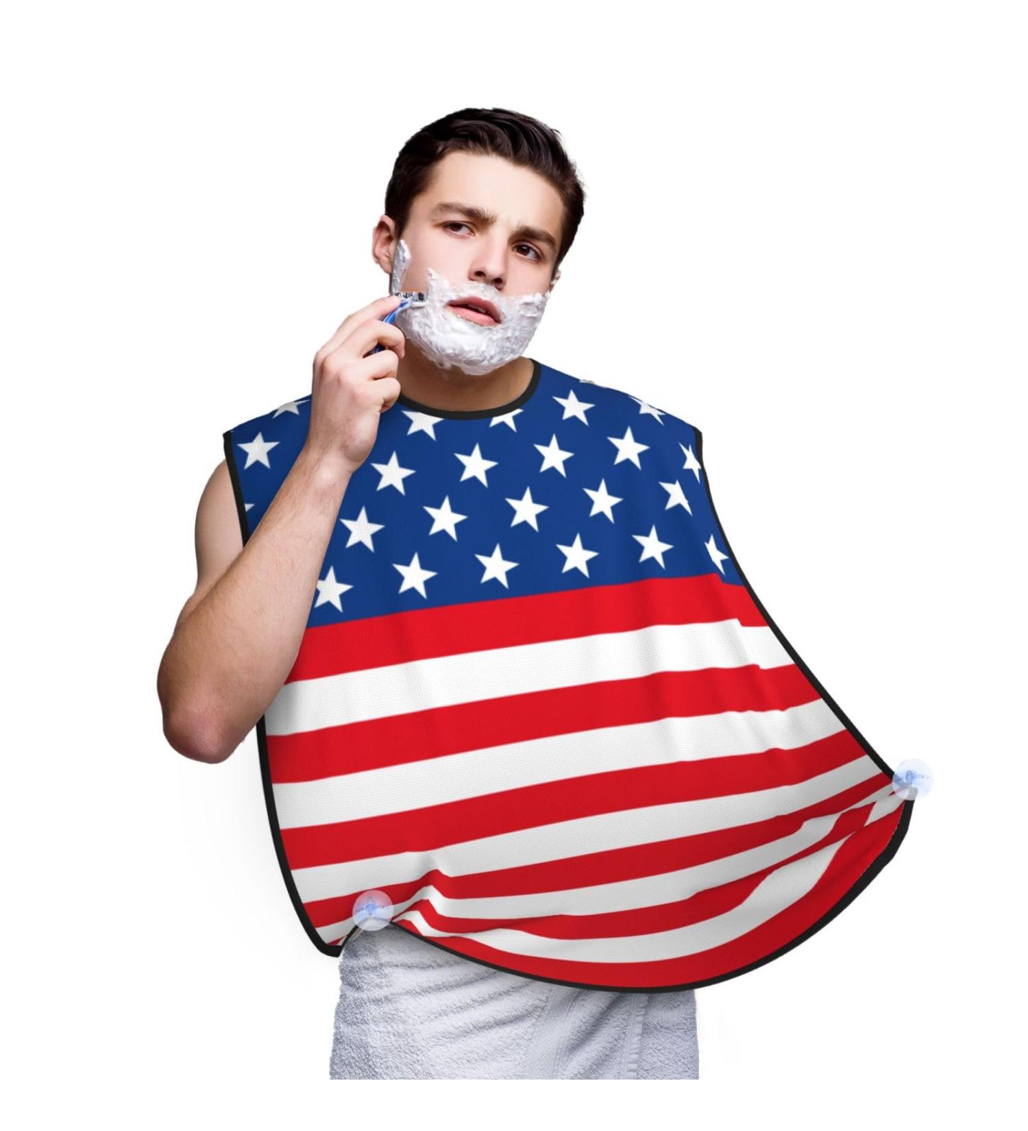 USA Flag Beard Shaving Bib - Hair Catcher Apron for Men | International Shipping Available - Buy Online on GoSupps.com