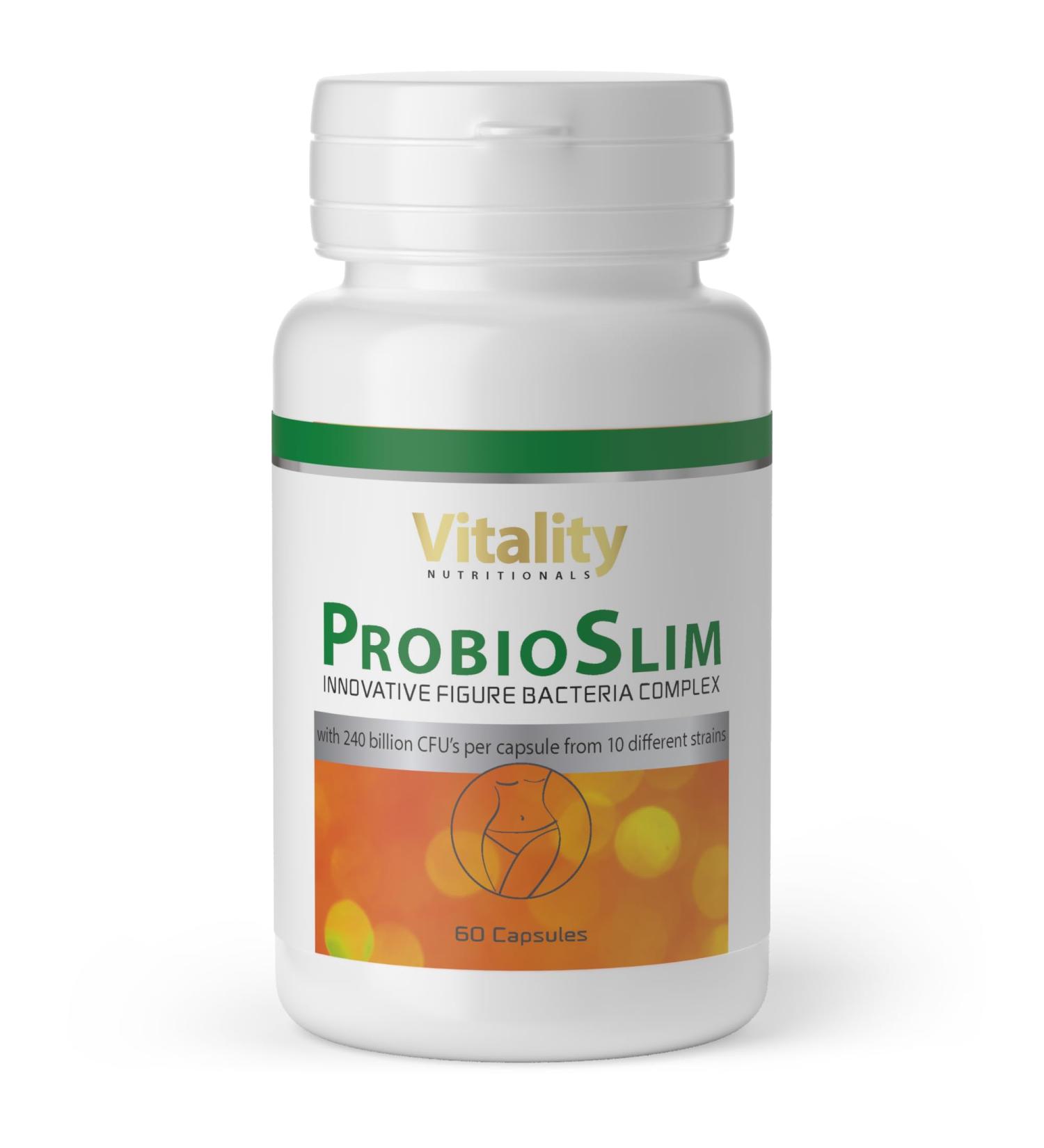 Probioslim High Dose Capsules - 10 Bacterial Cultures Chrome & Fiber - Vegan - 60 pcs - Healthy Intestinal Flora | Vitality Nutritionals by VitaminExpress - Buy Online on GoSupps.com