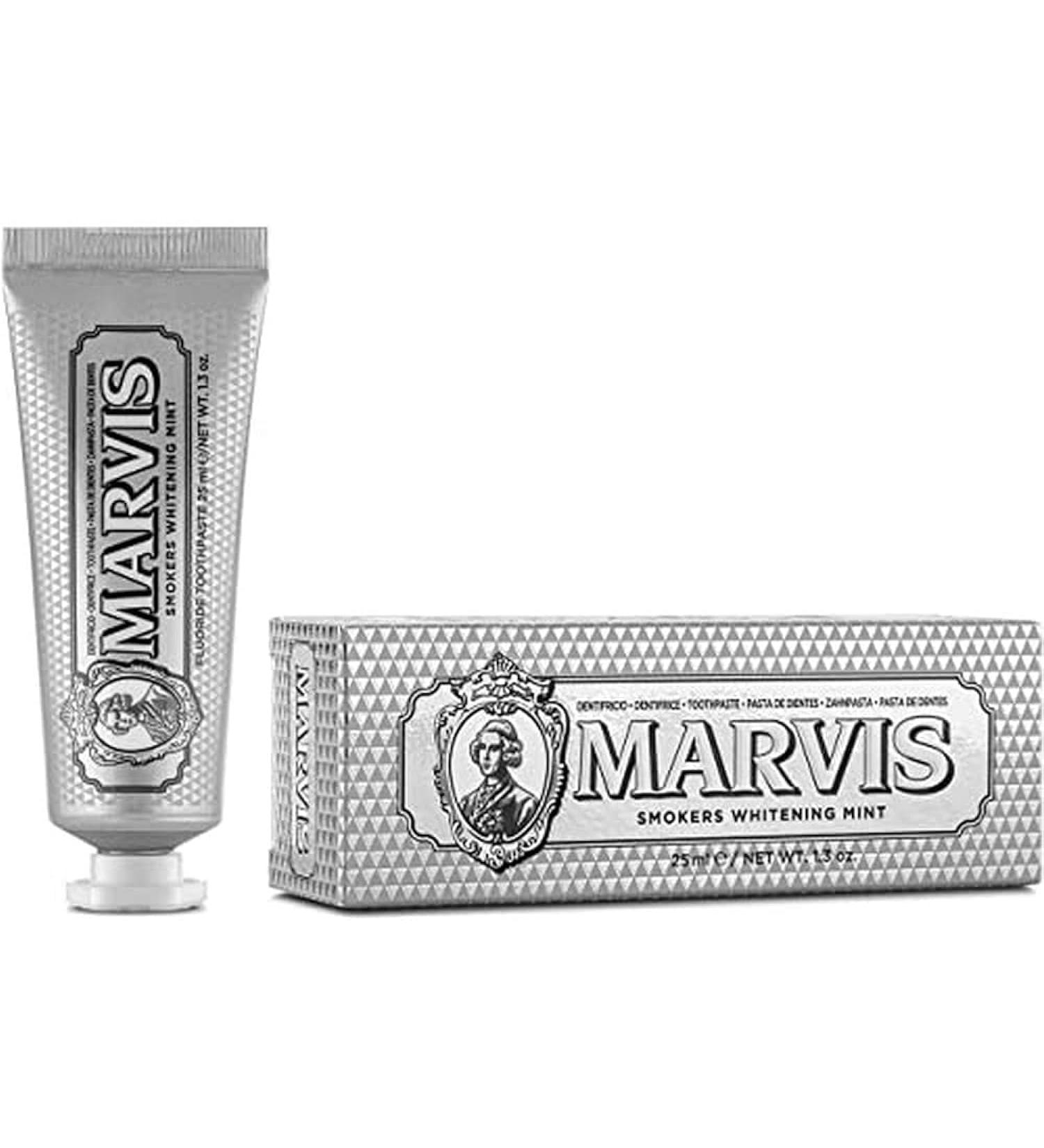 Marvis Smokers Whitening Mint Toothpaste 25ml - Travel Size Natural White Teeth Intense Freshness Cool Mint - Buy Online on GoSupps.com