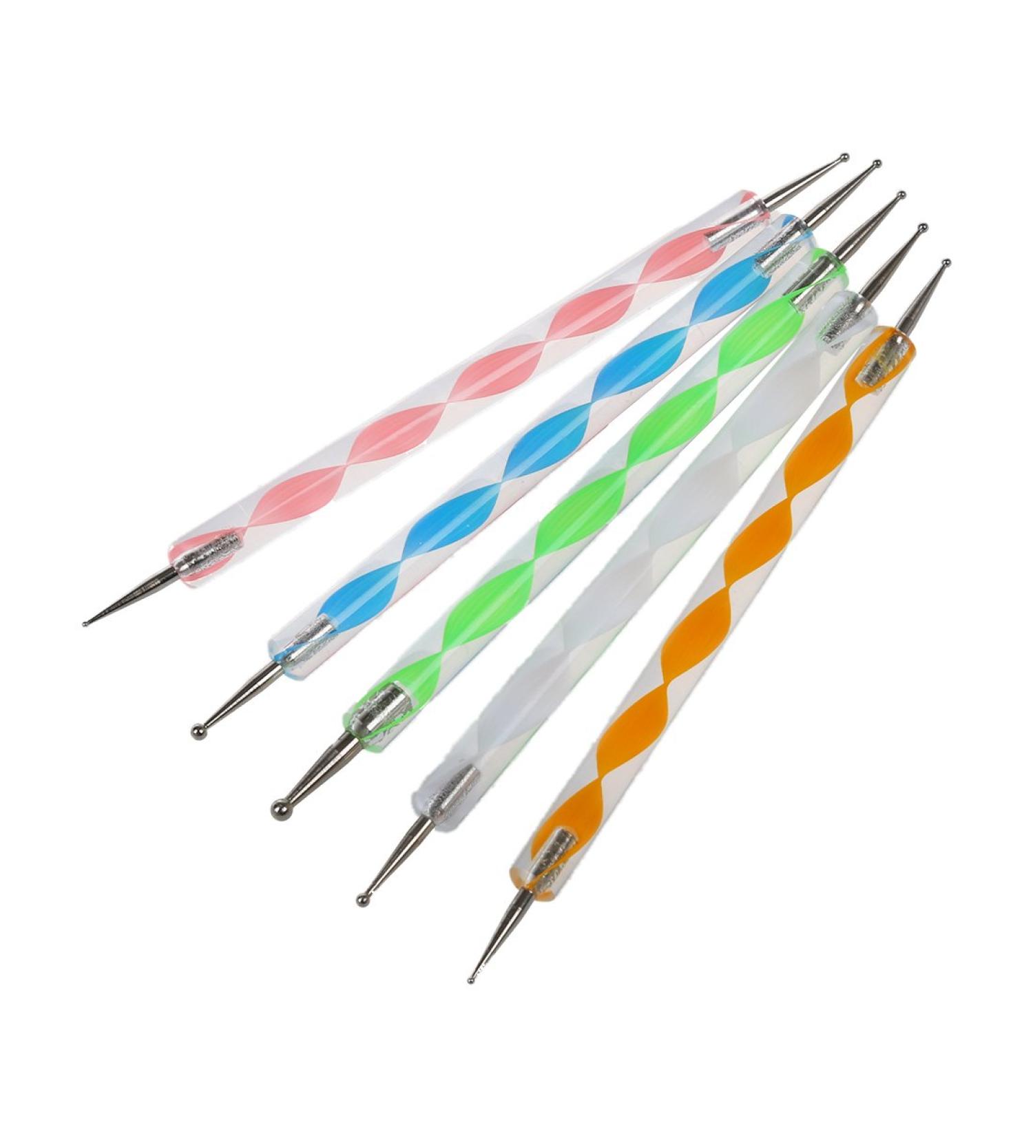 Guvkeug Set of 5 Multi Coloured Swirl Double Ended Nail Art Dotting/Marbleizing Tools Color Choose - Buy Online on GoSupps.com