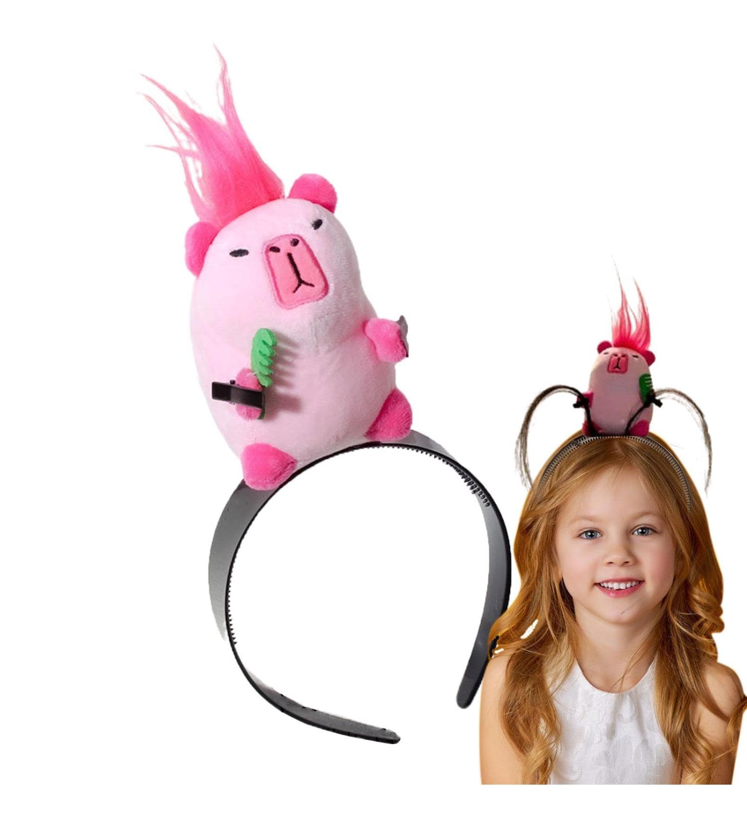 Aizuoni Capybara Hair Bands Capybara Animal Funny Headband | Cute Animal Hair Hoop Non Slip Solid Head Band Plush Doll Headband for Face Washing Pink - Buy Online on GoSupps.com