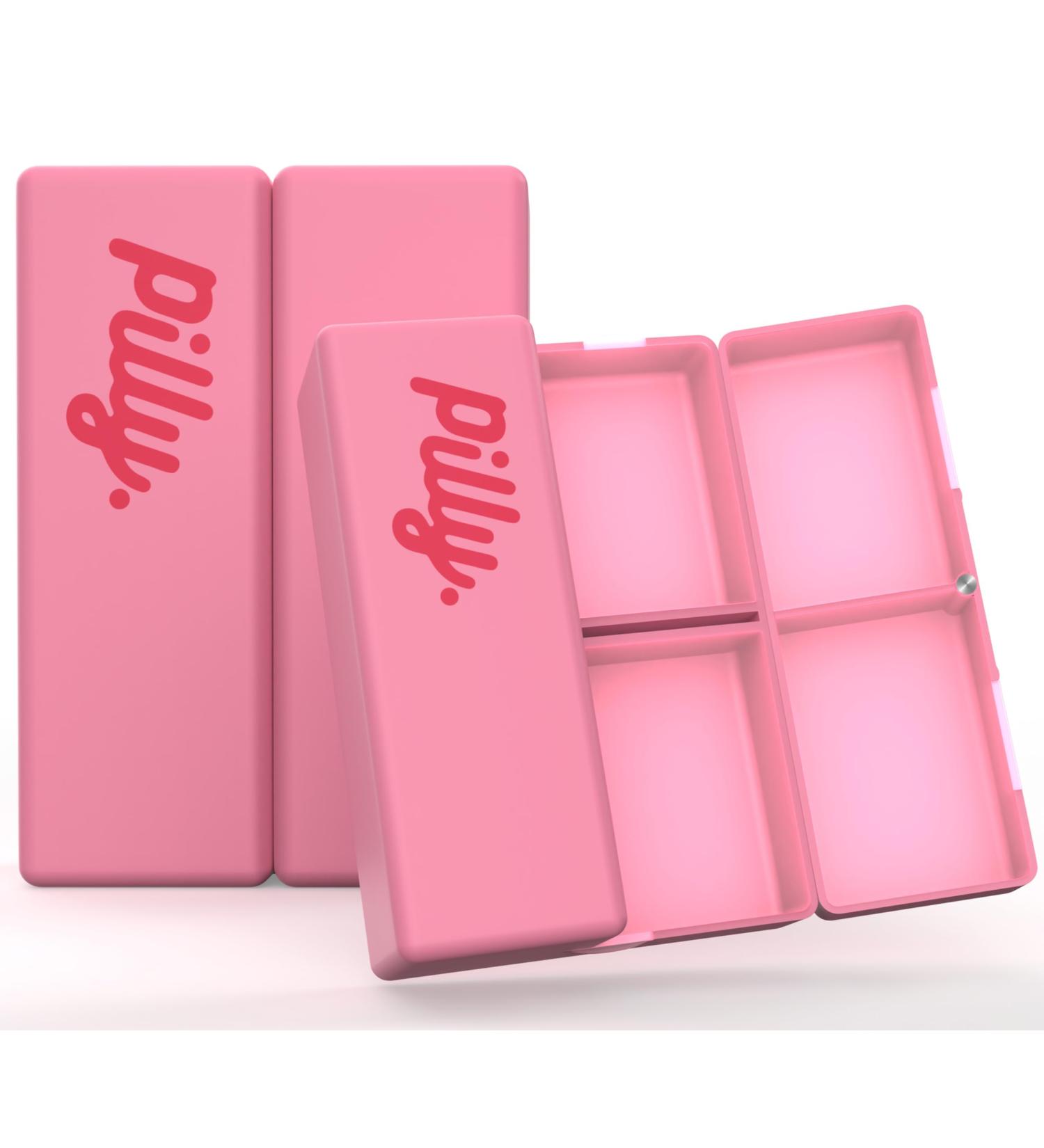 7 Compartments Travel Pill Case - Foldable Travel Organizer with Magnetic Button | Hot Pink Vitamin Supplement & Medicine Holder - PILLY - Buy Online on GoSupps.com