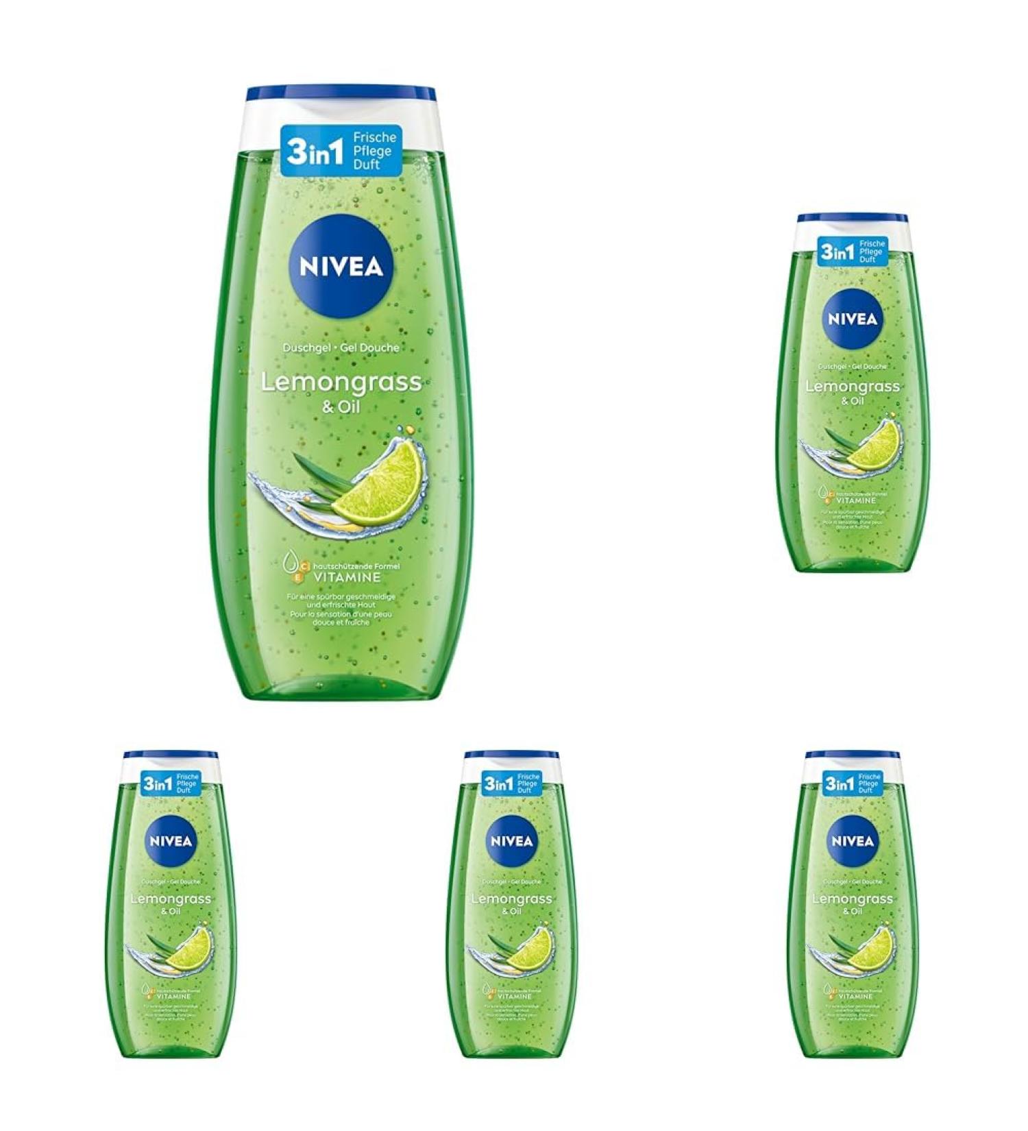 Buy Nivea Lemongrass & Oil Shower Gel 250 ml - Invigorating pH-Neutral Care with Nourishing Oil Beads (Pack of 5) | International Shipping - Buy Online on GoSupps.com
