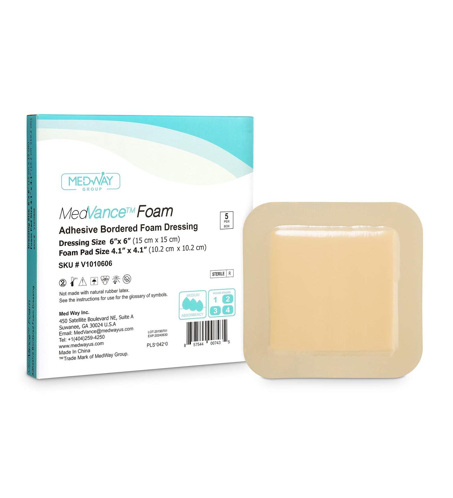 Buy MedVance TM Foam Bordered Adhesive Hydrophilic Foam Dressings 6x6 (4.1x4.1 Pad) - Box of 5 | International Shipping Available - Buy Online on GoSupps.com