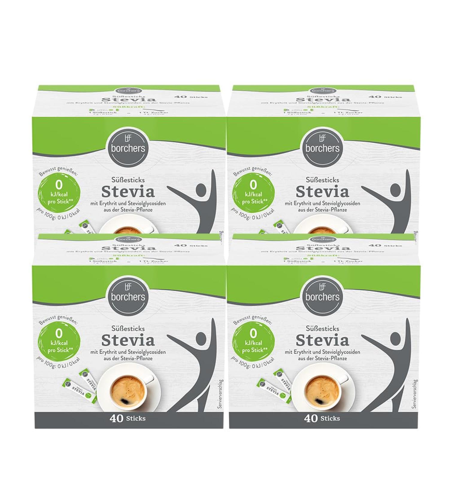 4x Borchers Stevia Sweetesticks 80g