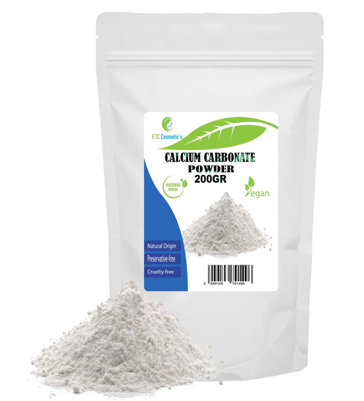 Euro Trade Center CALCIUM CARBONATE Powder 200 gr used in mineral makeup formulations and as a gentle abrasive for oral care products 200g 1er Pack