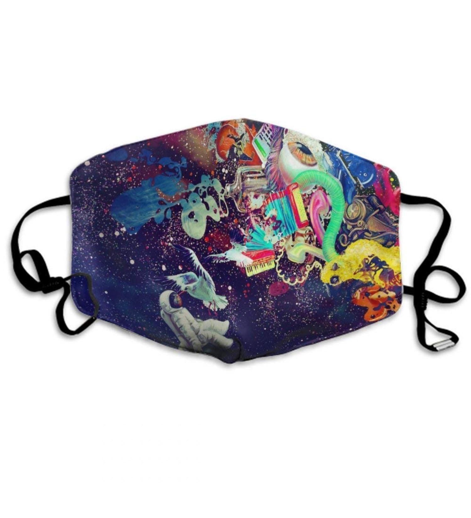 Breathable premium facial protection cover psychedelic trippy astronaut space women men anti wind dust protection protective cover for skiing camping travel safety daily use