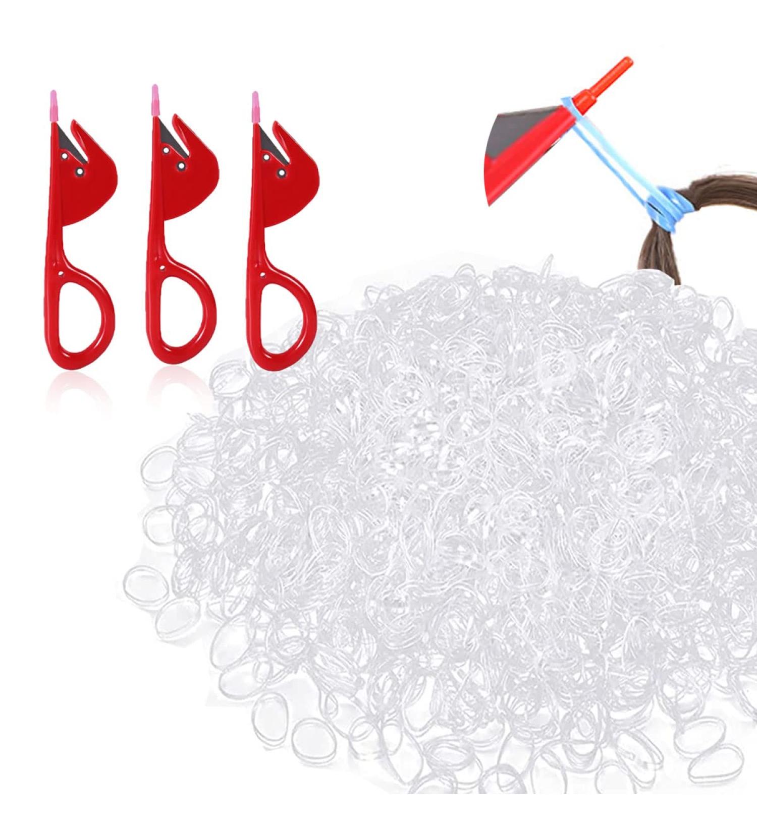 Vrose Flosi Elastic Rubber Band Cutter for Hair - Hair Tie Remover with 3 Red Pony Picks & 500 Clear Elastics - Easy Grip Hair Accessories for Girls & Women - Buy Online on GoSupps.com