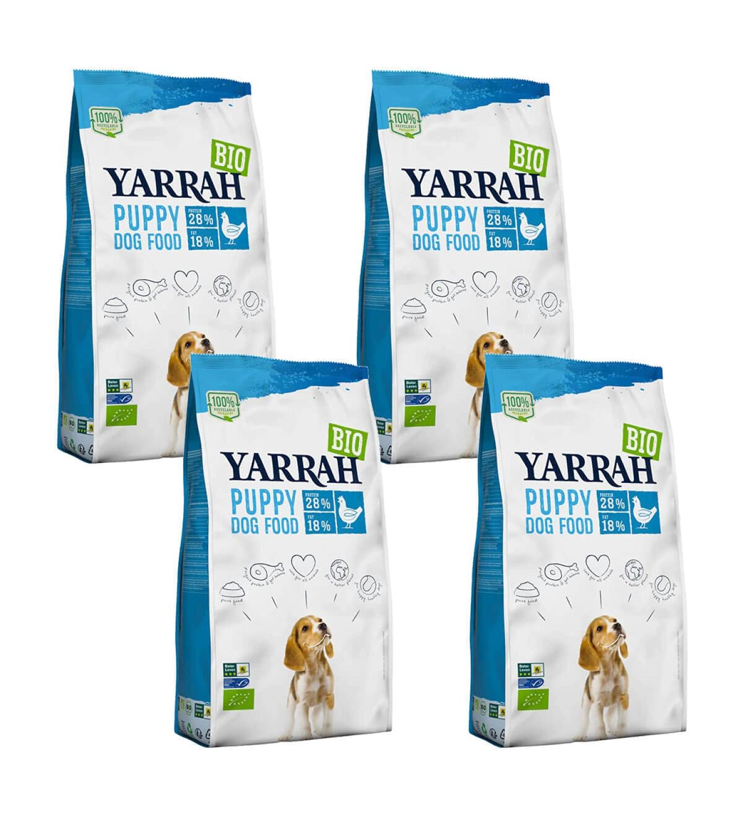 Yarrah - Organic Chicken Dry Food for Puppies and Dogs - 2 kg - Pack of 4