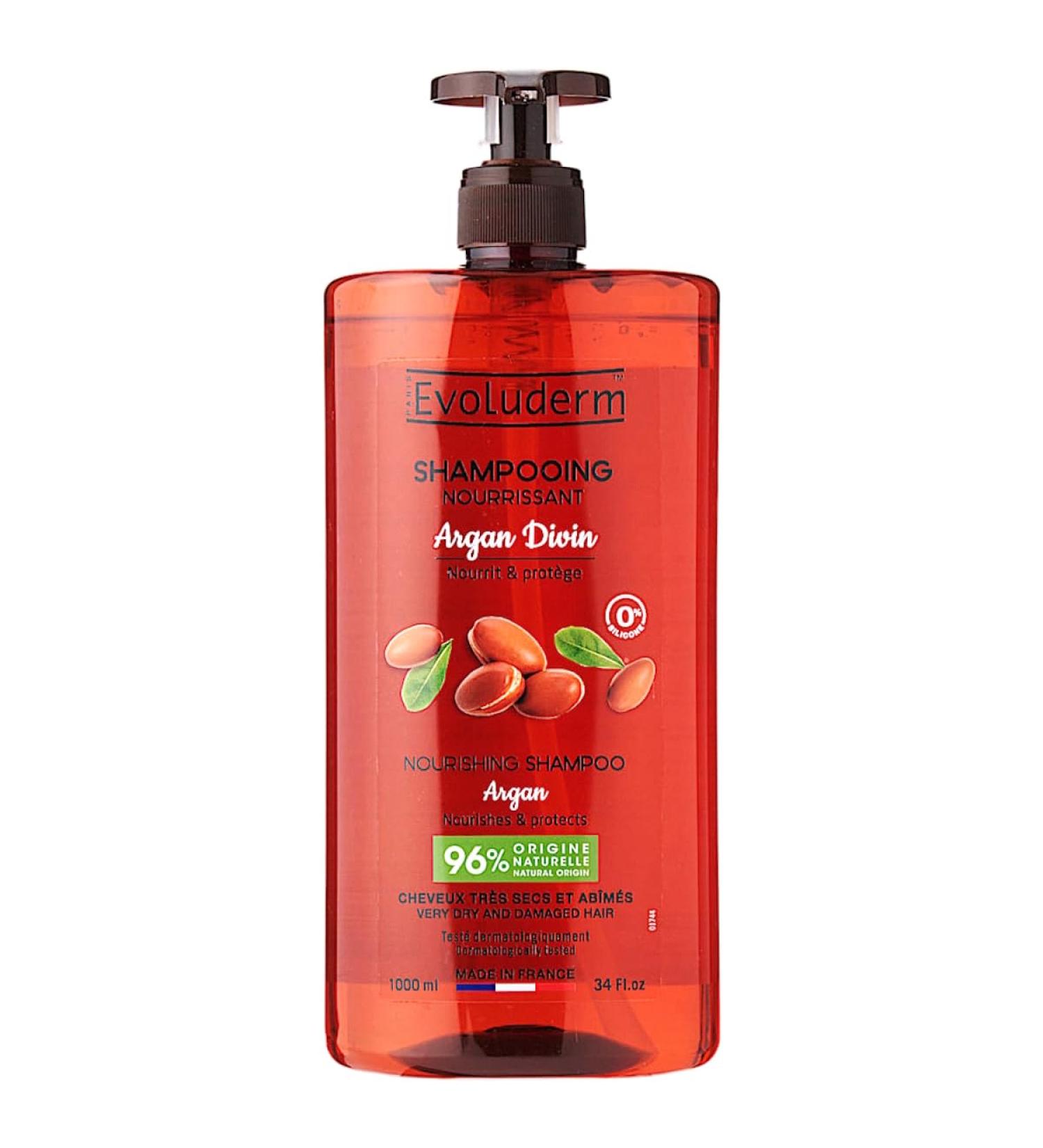 Evoluderm EVOLUDERM - Divine Argan Nourishing Shampoo - 1000 ml - 96% Natural Origin - Vegan - Made in France