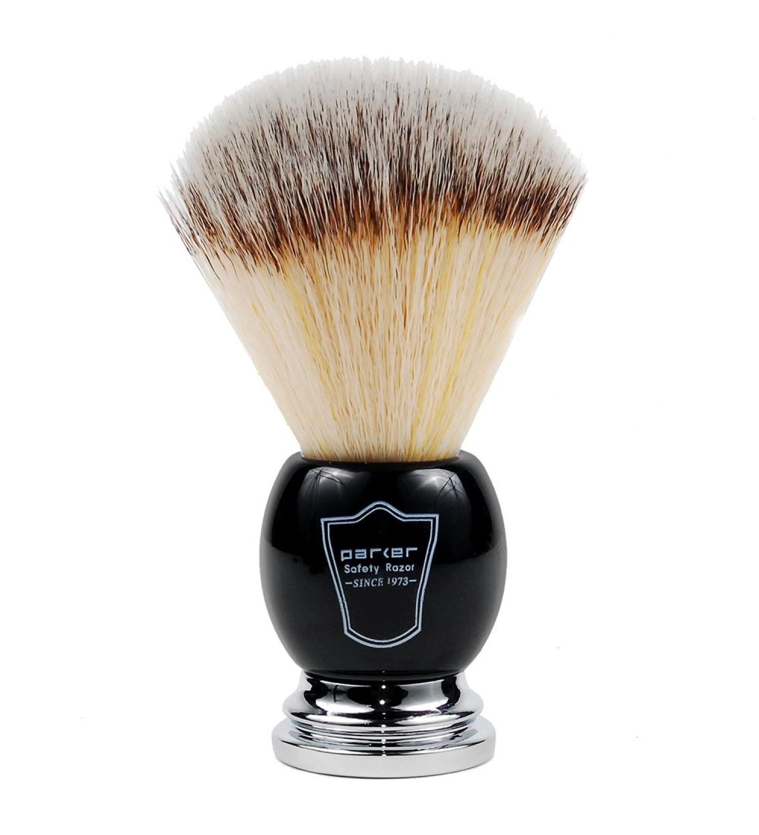 Parker Deluxe Synthetic Silvertip Shaving Brush - Black & Chrome Handle - Buy Online on GoSupps.com