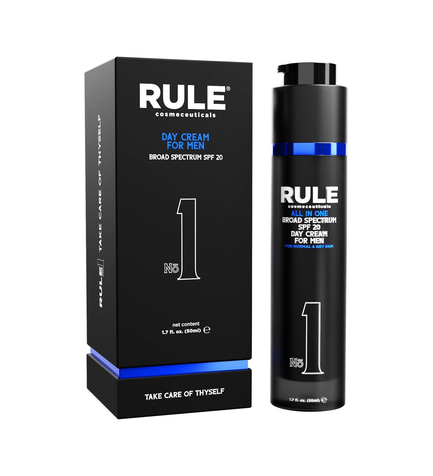 RULE 10-in-1 Men's Face Moisturizer SPF 20 - Anti-Aging Cream with Collagen, Licorice Extract & Vitamins B, C, E - 1.7oz Day Lotion for Normal/Dry Skin - Buy Online on GoSupps.com
