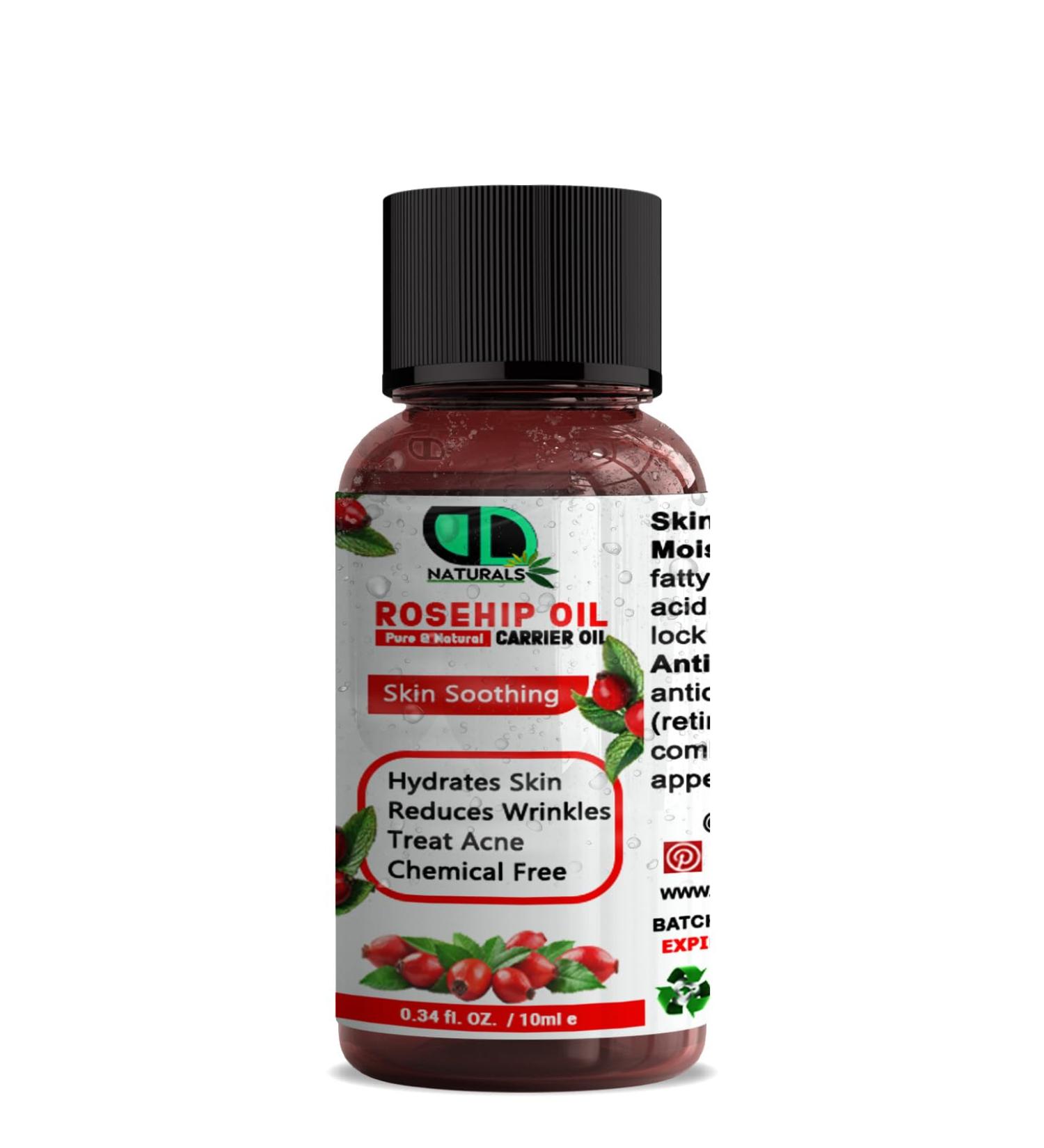 Organic Cold Pressed Rose Hip Oil 100% Pure Natural, Moisturizing, Nourishing and Moisturizing for Skin, Hair, Nails & Body