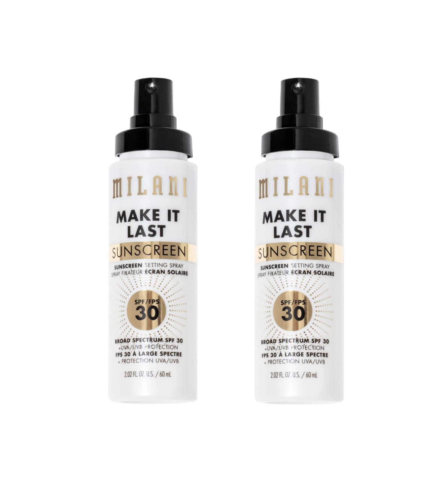 Milani Make It Last Sunscreen Setting Spray SPF 30 - 2 Pack Long Lasting Makeup Primer & Setting Spray with Sunscreen - Buy Online on GoSupps.com