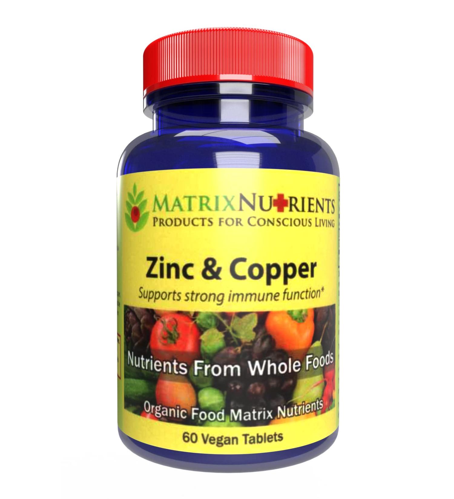 Zinc & Copper Vegan Tablets - Lab Tested for Purity - Immune Support & Heart Health - 100% Organic Ingredients - 60ct - Buy Online on GoSupps.com