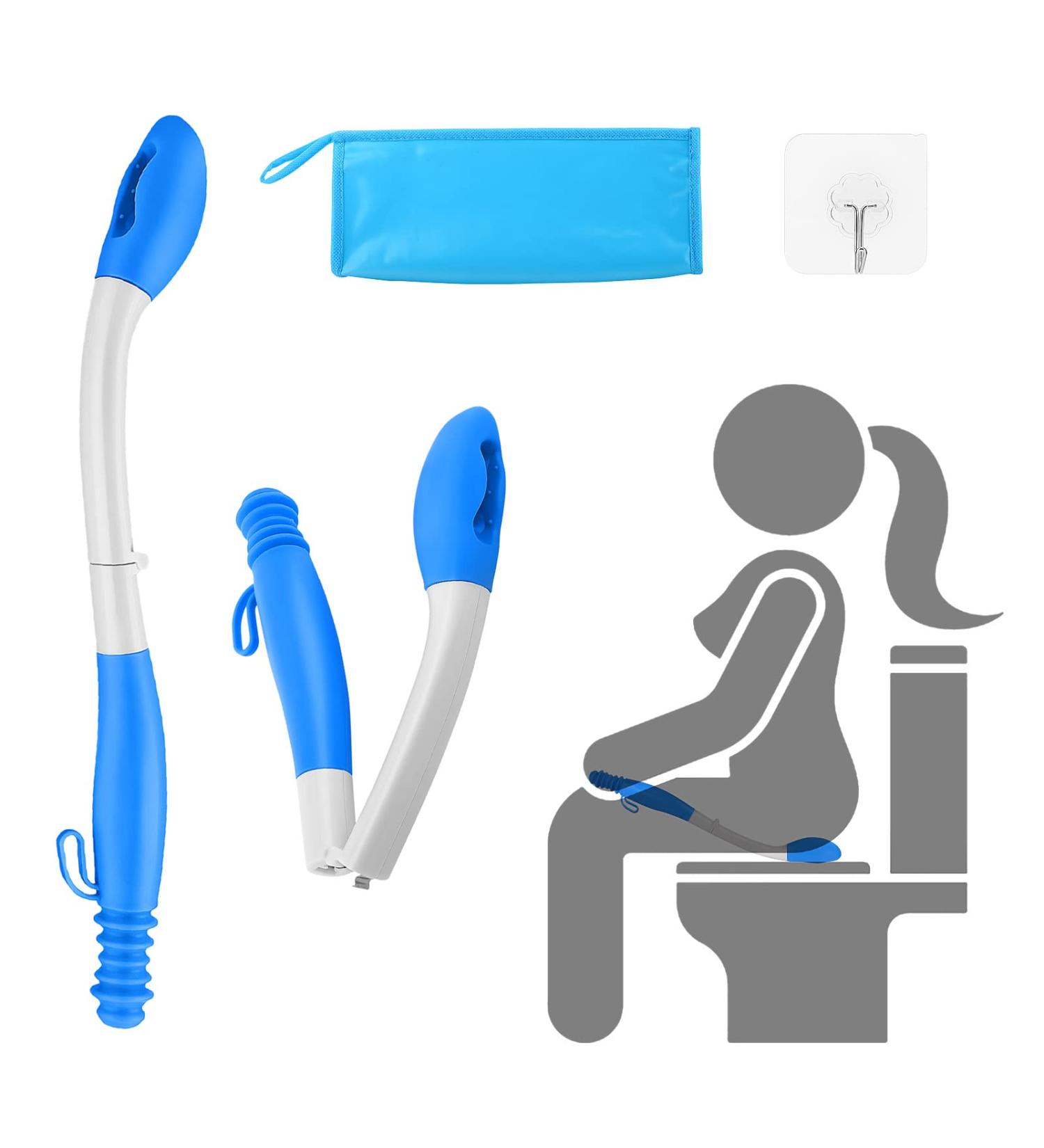 Victop Toilet Aid Tool - Foldable Comfort Wiping Solution for Restricted Mobility - 40cm Blue - Buy Online on GoSupps.com