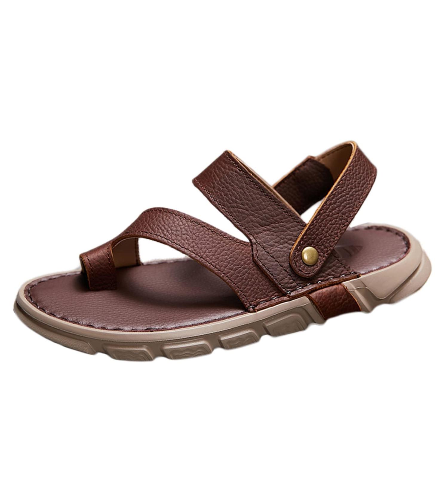 WCXTY Men's Hallux Valgus Flip Flops - Summer Comfort Sandals for Plantar Fasciitis - Brown - Buy Online on GoSupps.com