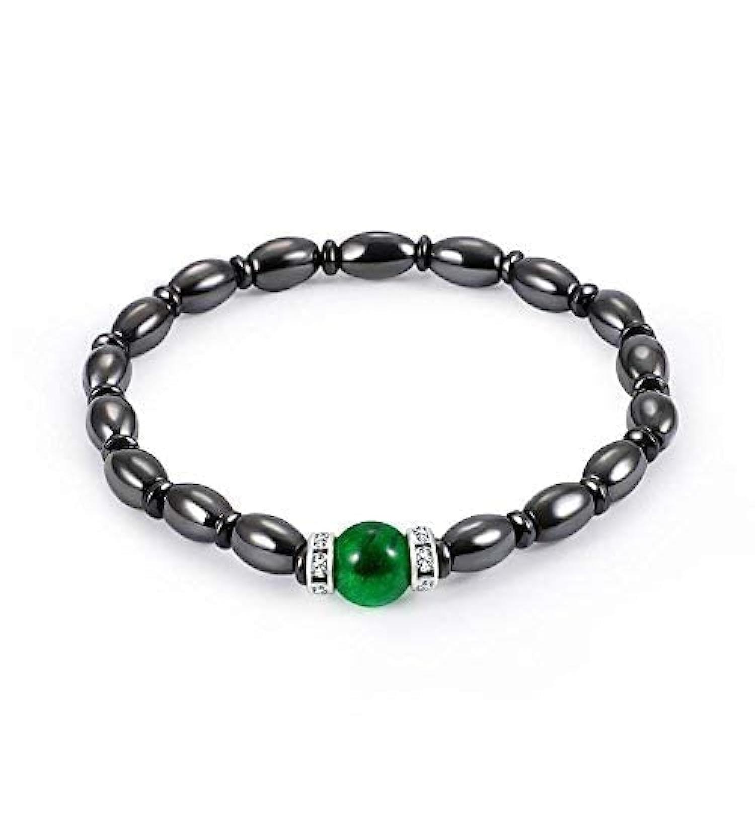 ZJchao Magnetic Bracelet for Weight Reduction | Health Jewelry with Black & Green Stones | Perfect Gift for Men & Women - Buy Online on GoSupps.com