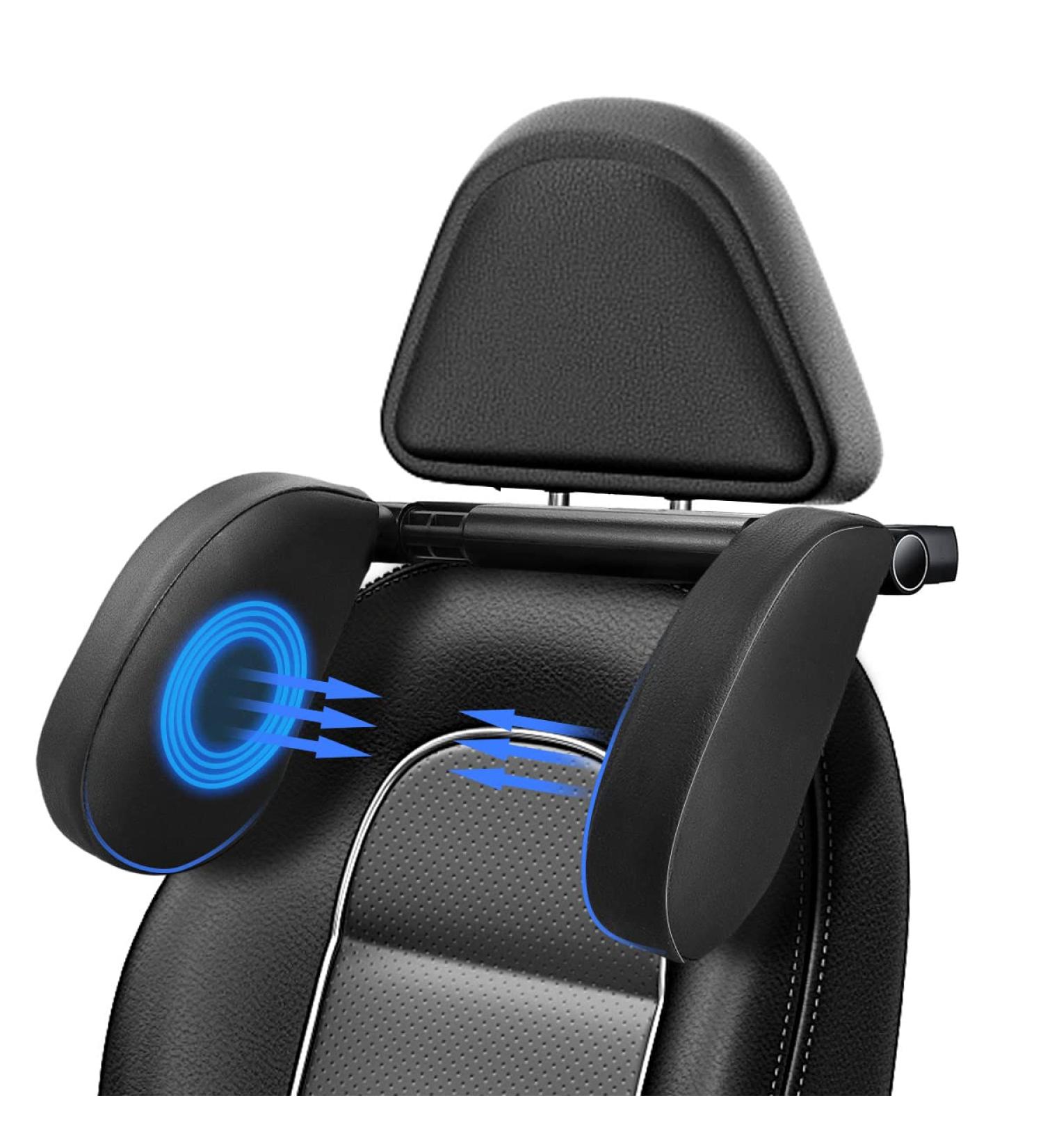 Adjustable Leather Car Headrest for Children & Adults - Neck Support Pillow with Telescopic Bar | Breathable Car Cushions (Black) - Buy Online on GoSupps.com
