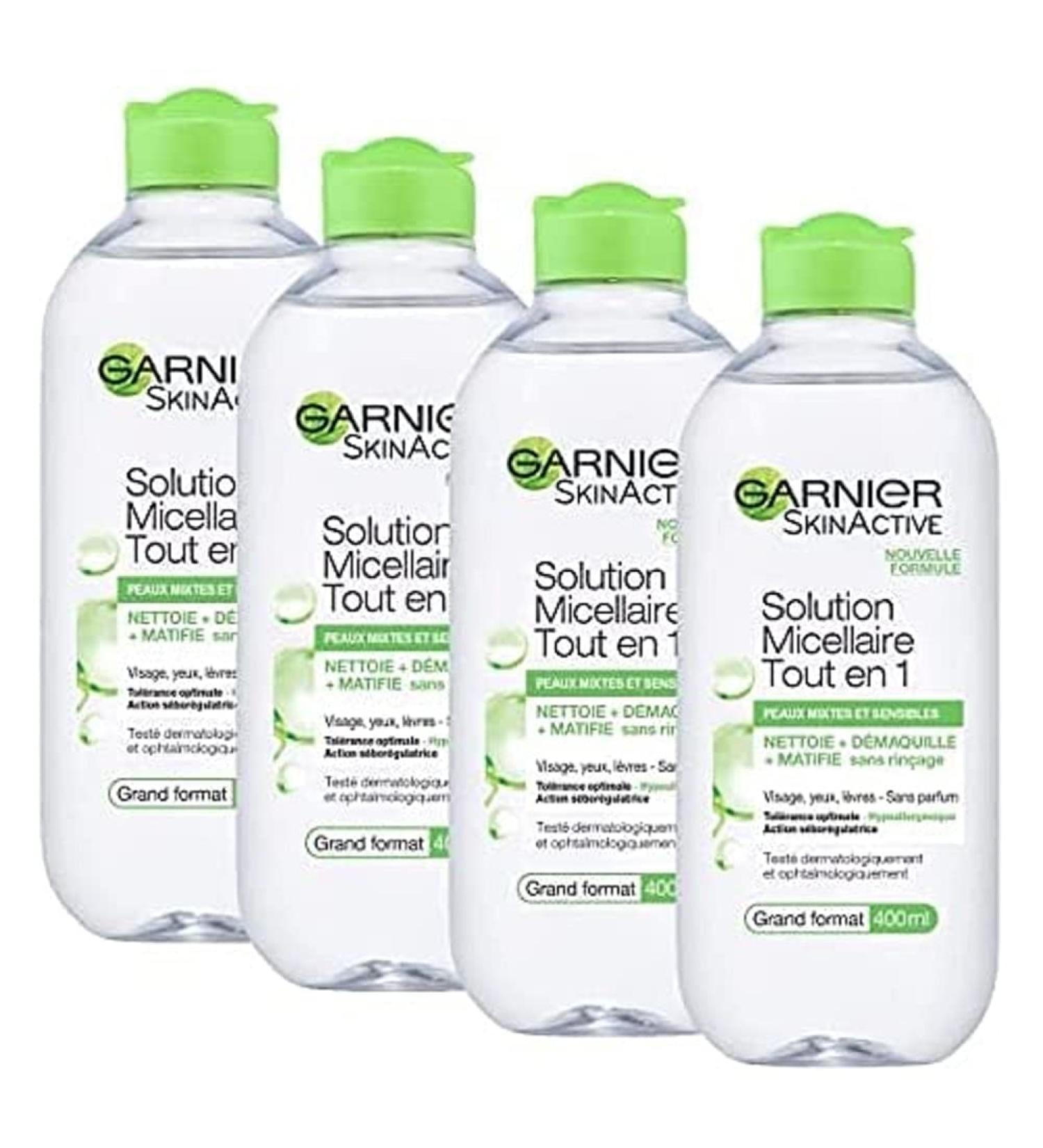 Garnier - SkinActive - All-in-One Micellar Solution - Combination and Sensitive Skin - Large Format - Pack of 4 x 400 ml - Buy Online on GoSupps.com