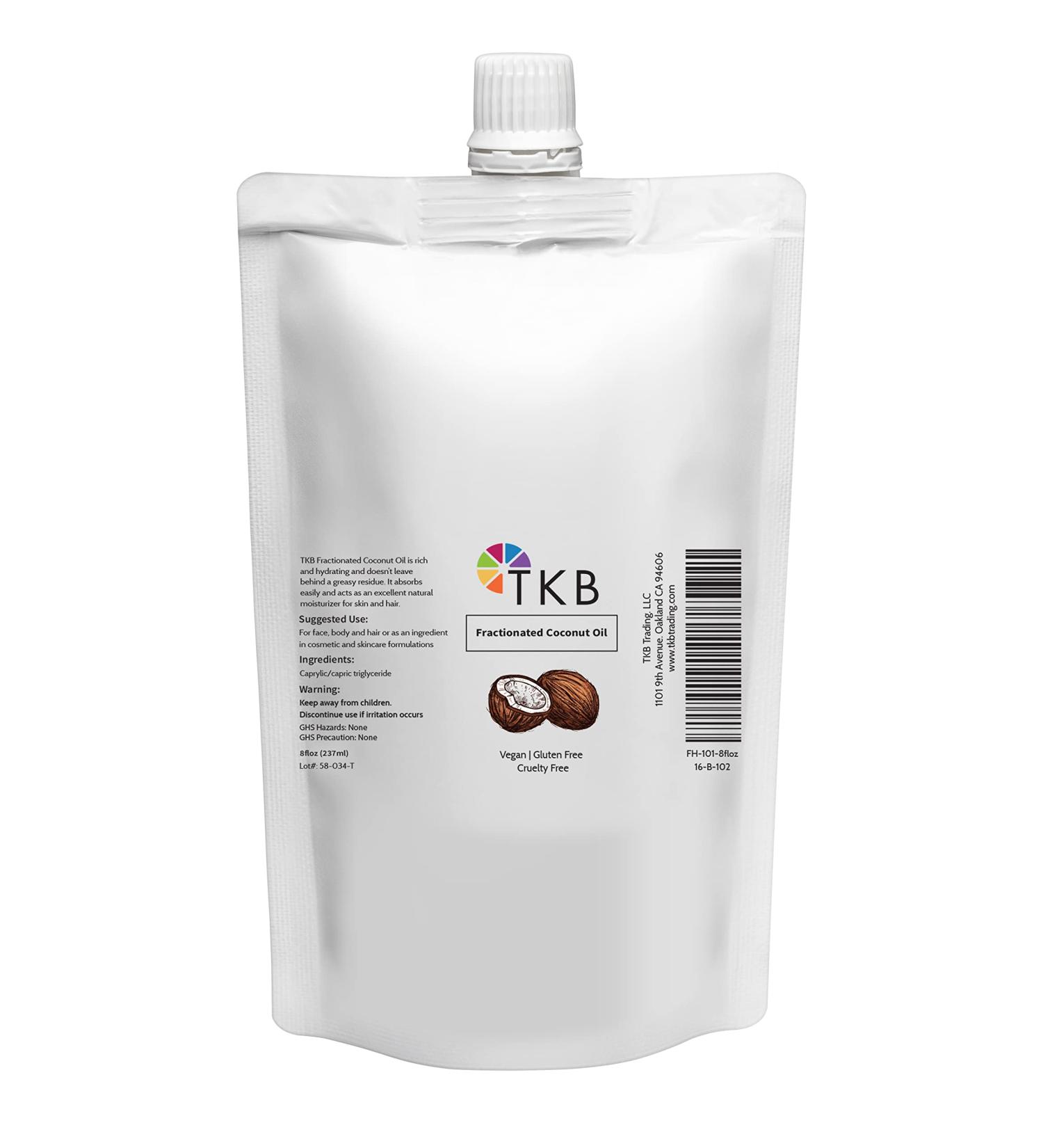 TKB Fractionated Coconut Oil - Pure Coconut Oil for Skin Hair & Body | Ideal for Lip Gloss Making & Moisturizer | 8 Fl Oz (237ml - Buy Online on GoSupps.com