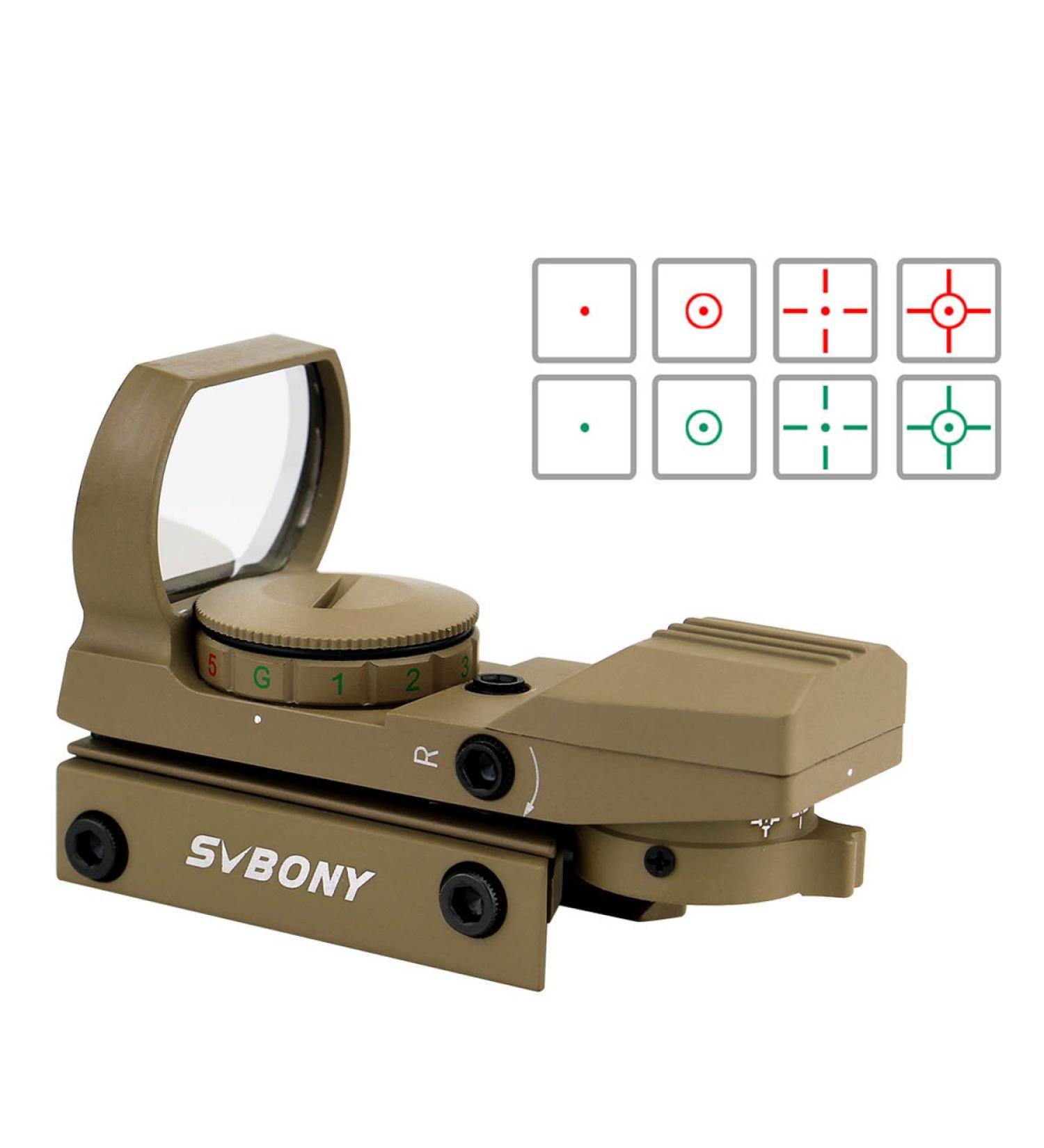 SVBONY Red and Green Dot Sight Reflex Sight 4 Reticles 5 Brightness Levels | Tactical 20mm Mount 33mm Reflex Lens - Allen Screws Included - Buy Online on GoSupps.com