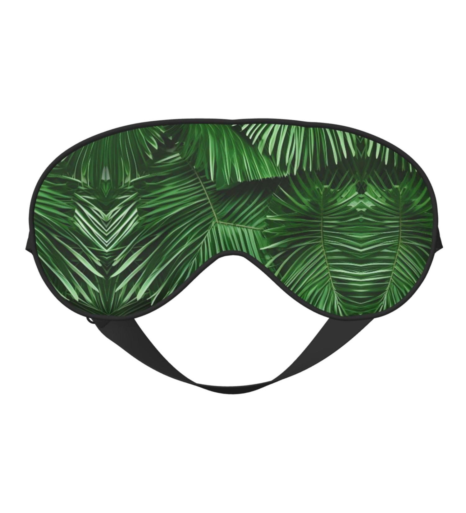 Cute Green Palm Leaves Eye Mask - Double-Sided Sleep Mask for Ultimate Light Blocking & Comfort | Enhance Sleep Quality - Buy Online on GoSupps.com