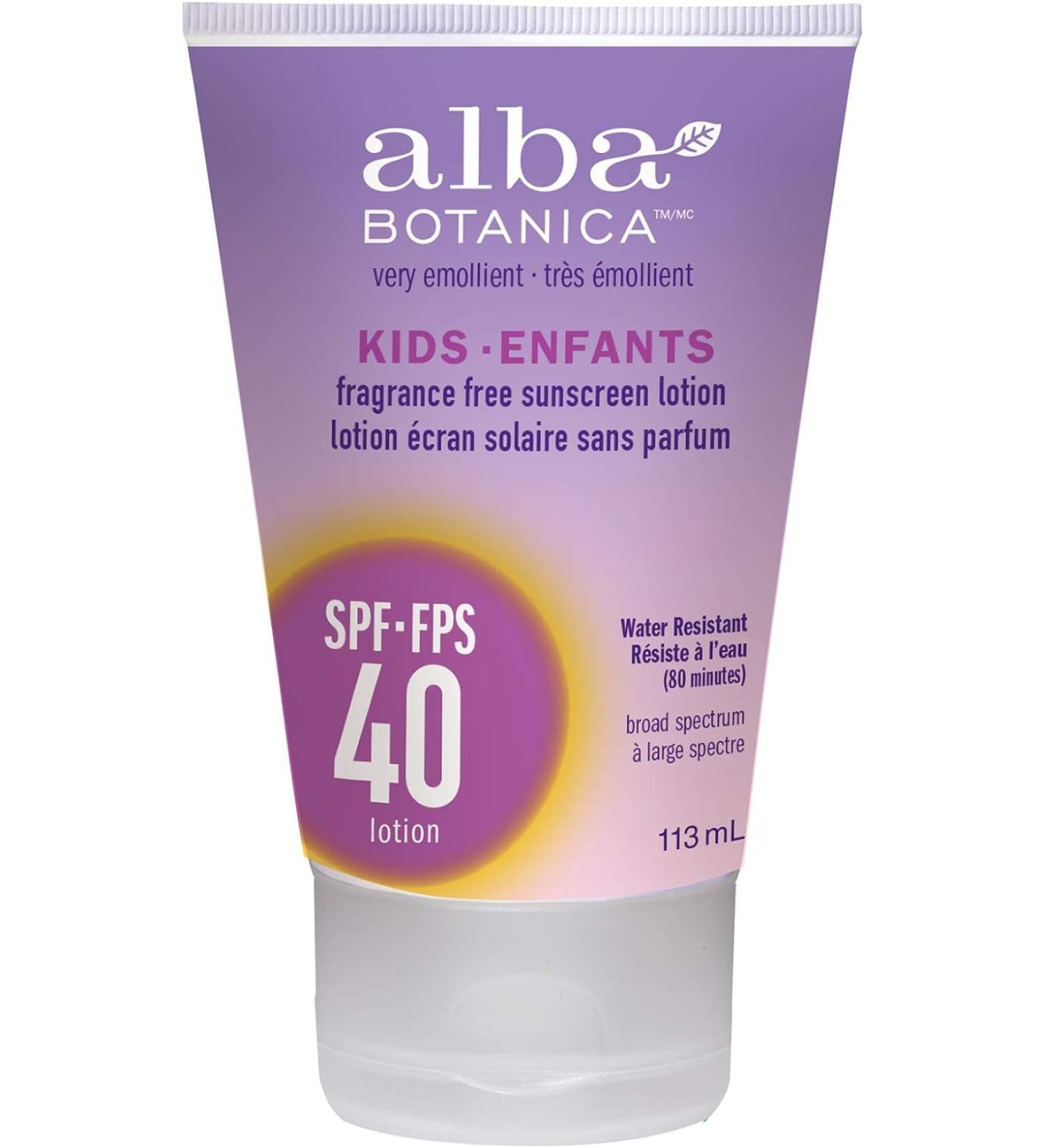 Alba Botanica Kids Fragrance free Sunscreen Lotion SPF 40 113ml - Buy Online on GoSupps.com