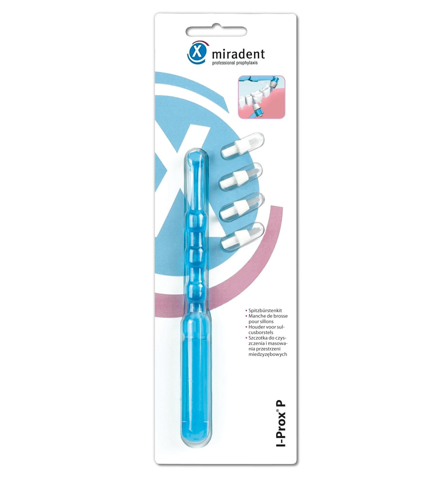 Miradent I-Prox P Set Holder Blue - 4 Sulkus Brushes for Precise Interdental Cleaning | Ergonomic Handle & Storage | Ideal for Brackets & Dentures - Buy Online on GoSupps.com
