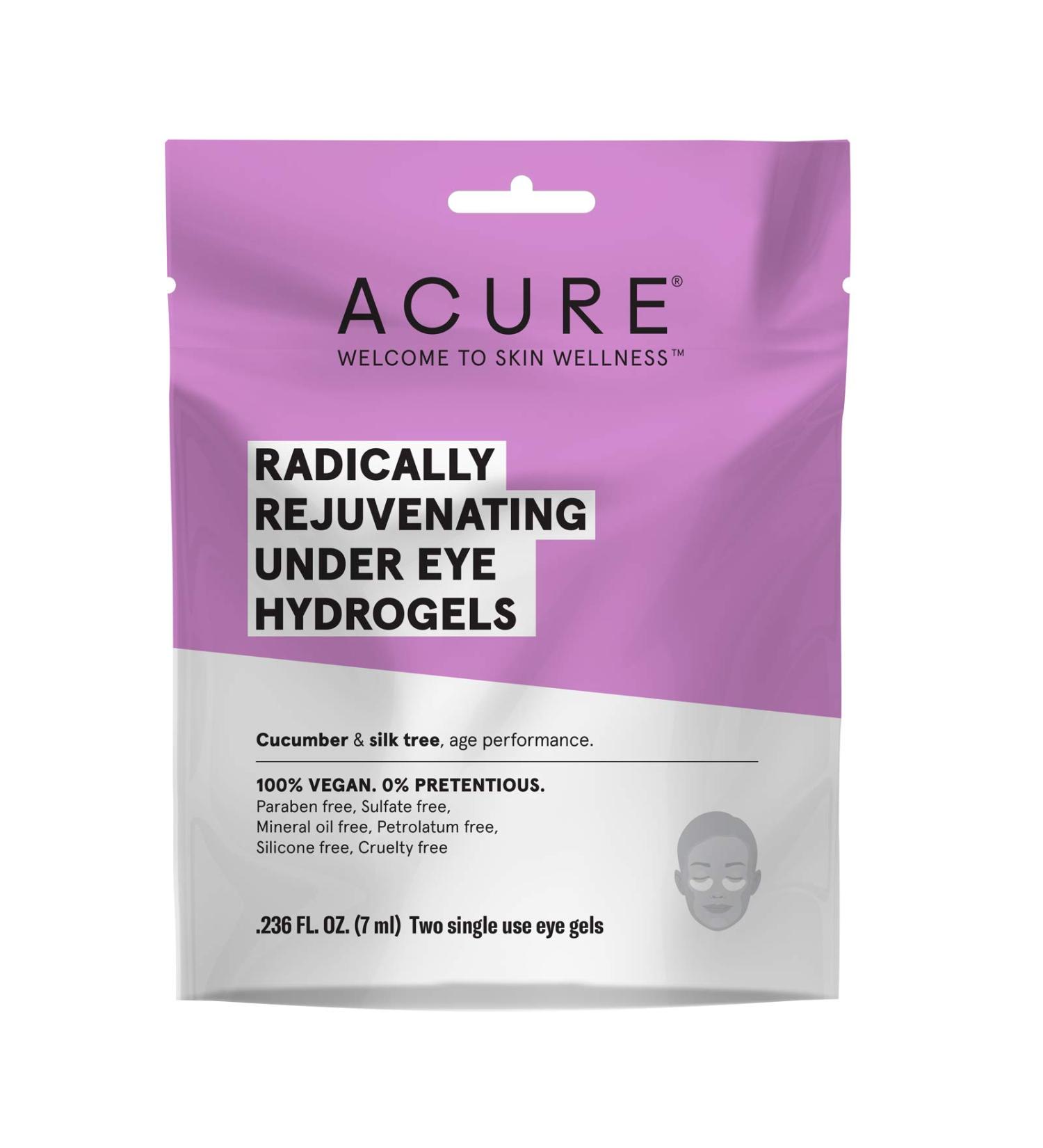 ACURE Radically Rejuvenating Under Eye Hydrogel Mask - 100% Vegan Anti-Aging Support | Cucumber & Silk Tree | Hydrates & Rejuvenates - 12 Count - Buy Online on GoSupps.com