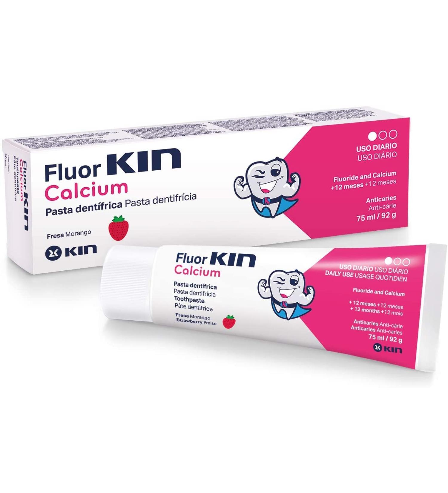 Fluor Kin Strawberry Toothpaste for Kids 75ml - Calcium & Fluoride - Best Children's Dental Care - Buy Online on GoSupps.com