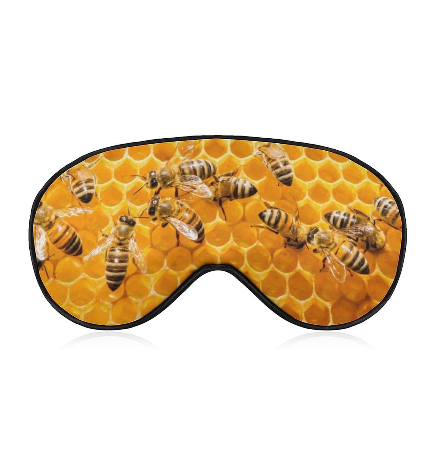 Honey Bees Hive Sleep Mask - Adjustable Blindfold for Sleeping & Travel - Men's and Women's Eye Cover for Nighttime Relaxation - Buy Online on GoSupps.com