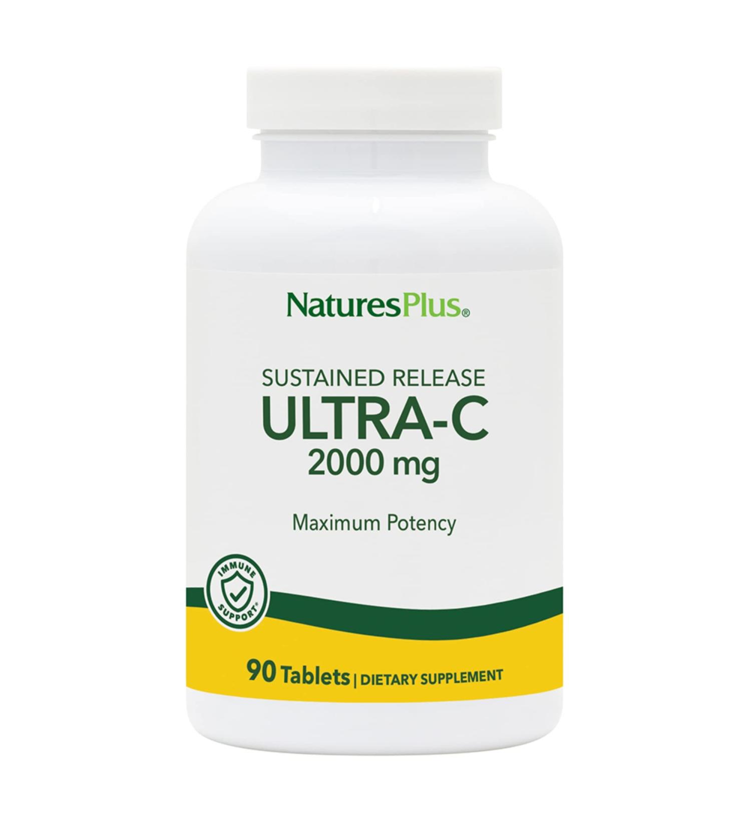 NaturesPlus Ultra C 2000mg with Rose Hips - 90 Vegetarian Tablets | Immune Support & Antioxidant Formula | Gluten-Free & Sustained Release - Buy Online on GoSupps.com