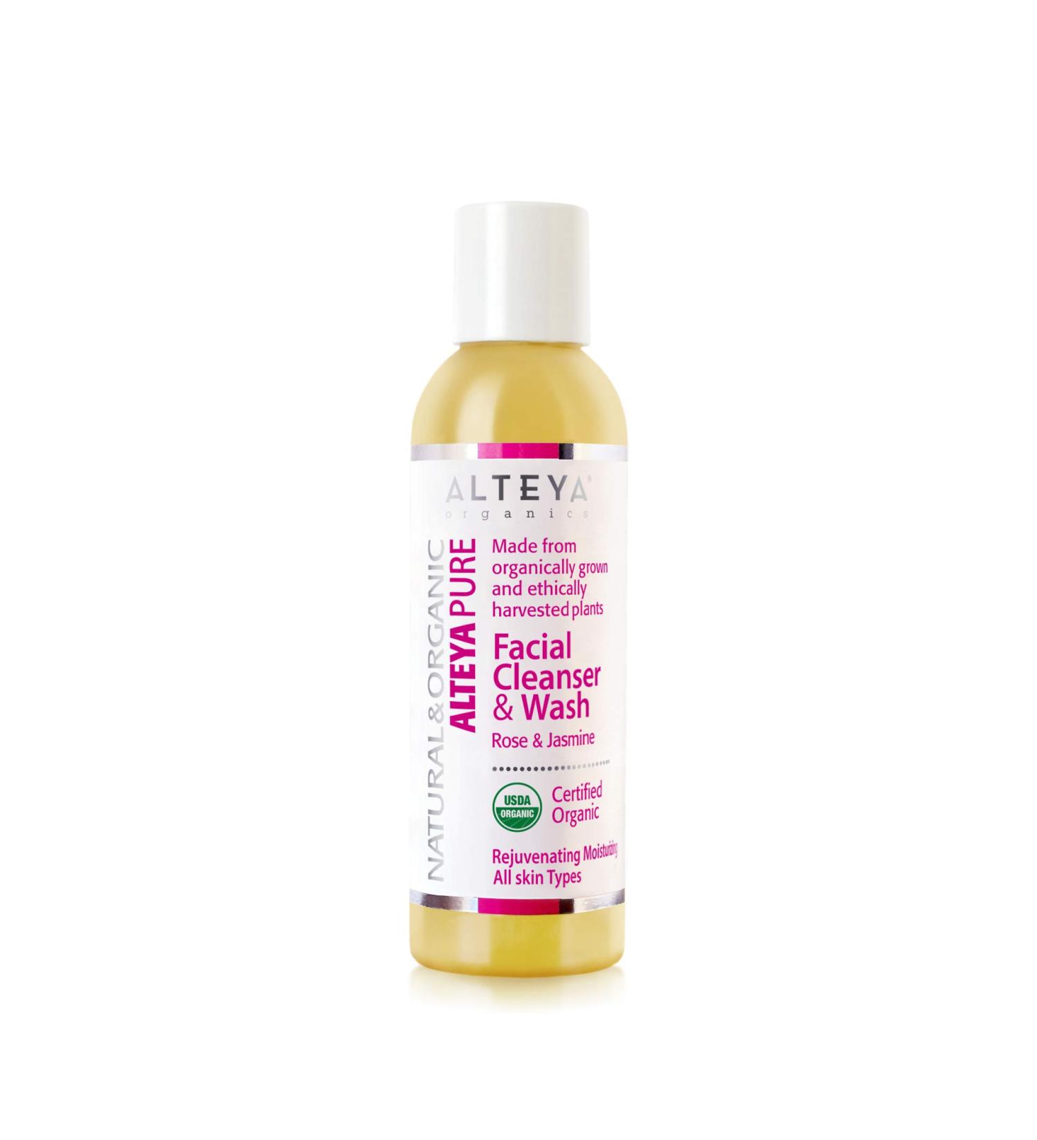 Alteya Organic Facial Cleanser & Wash 150ml - Rose and Jasmine - USDA Certified Organic 100% Biodegradable Soap - Natural Vegan Liquid Face Cleanser - for All Skin Types