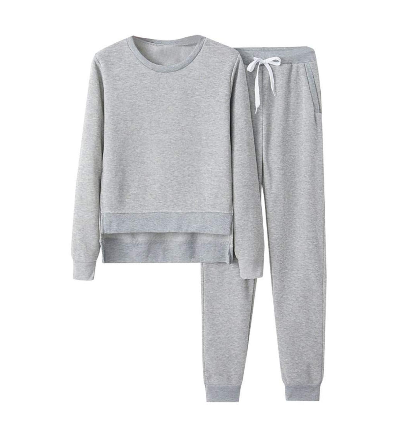 Womens Casual Sport Sweatshirt Trousers Set XL Grey Two-Piece Suit - Buy Online on GoSupps.com