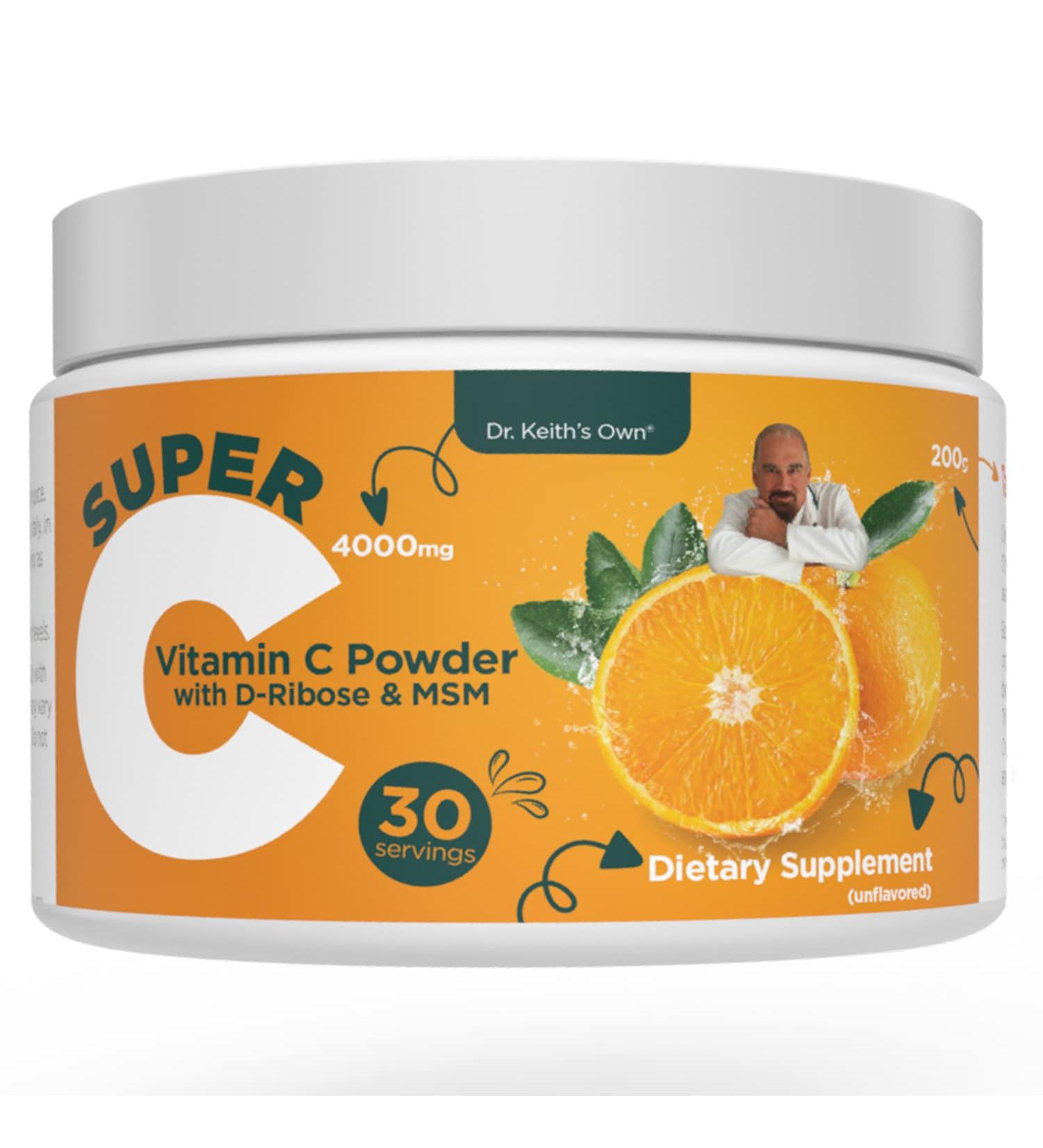 Dr. Keith's Own Super C - High Dose 4000mg Buffered Vitamin C Powder for Daily Immune Support - 7.1 oz (30 Servings) - Buy Online on GoSupps.com