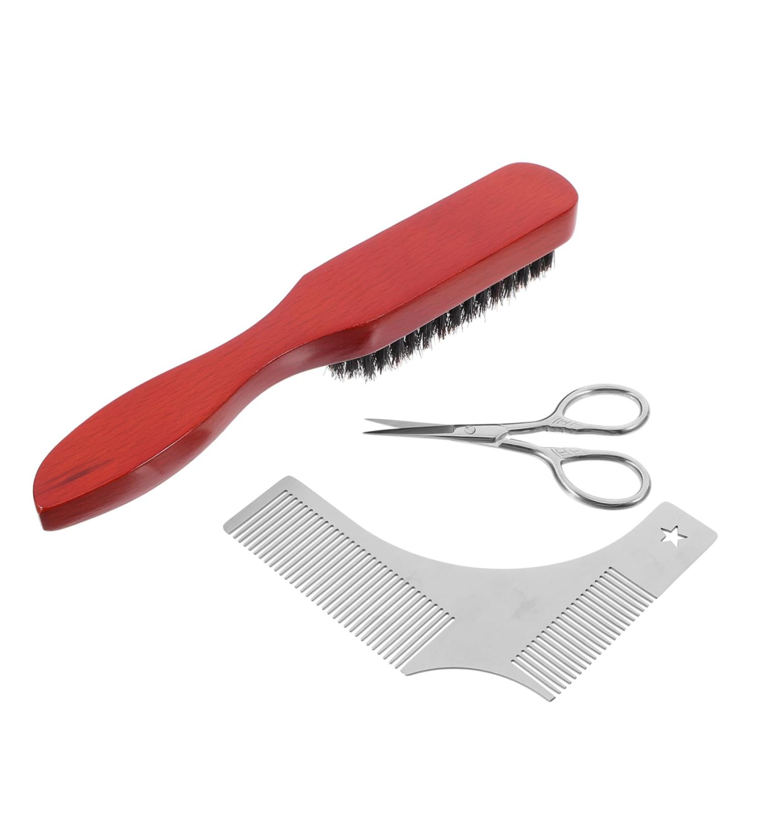 Beatifufu 1 set Gloss Cloth Handy Trimming Grooming Tool Age Mustache Brush Lip Bag Straight Scissor Useful - Buy Online on GoSupps.com