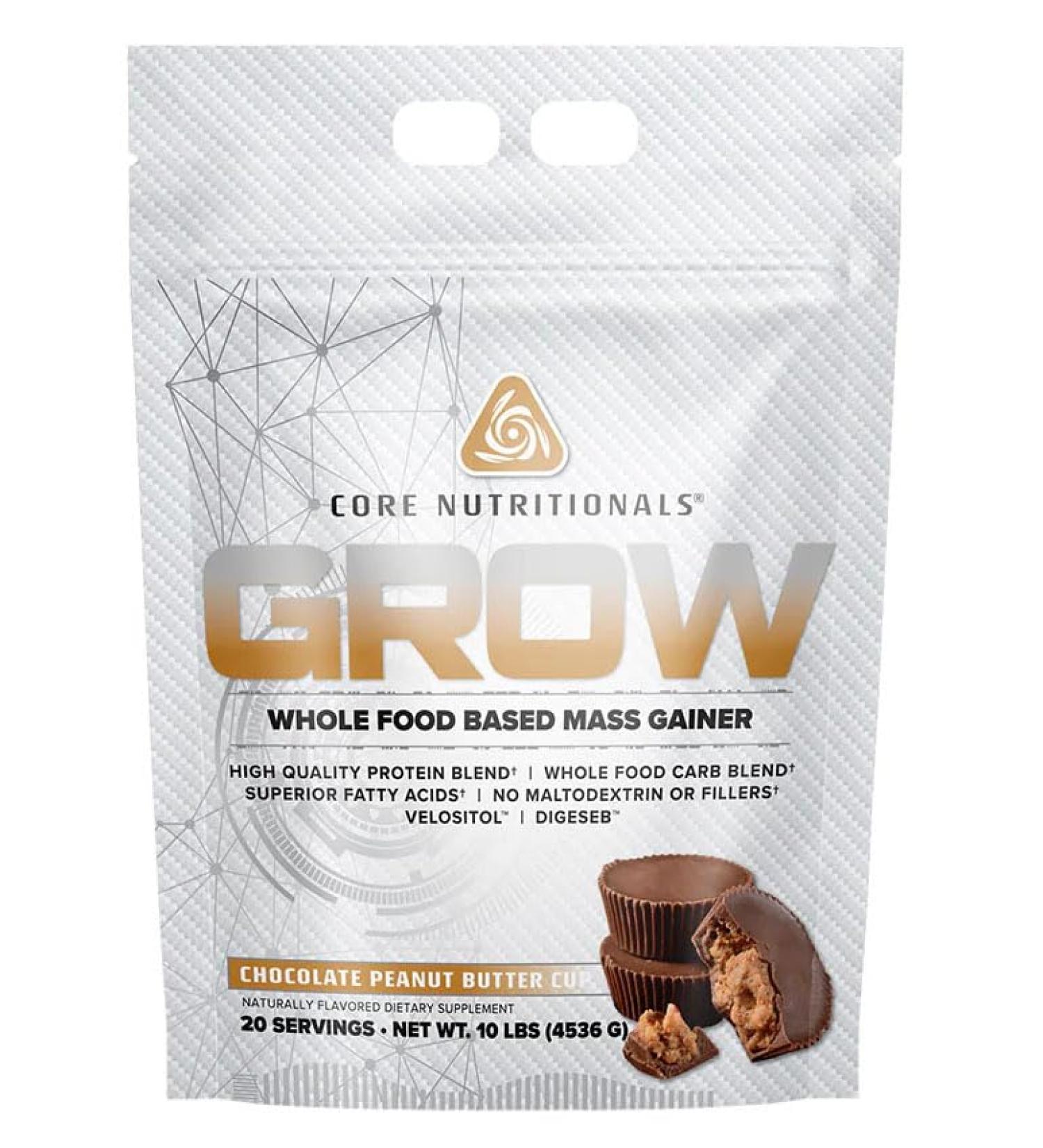 Core Nutritionals Grow Mass Gainer | Whole Food Carb Blend + Protein Blend | Maltodextrin Free | 880 Calories 50g Protein | 10 Pound (Chocolate Peanut Butter Cup) Chocolate Peanut Butter 10 Pound (Pack of 1) - Buy Online on GoSupps.com