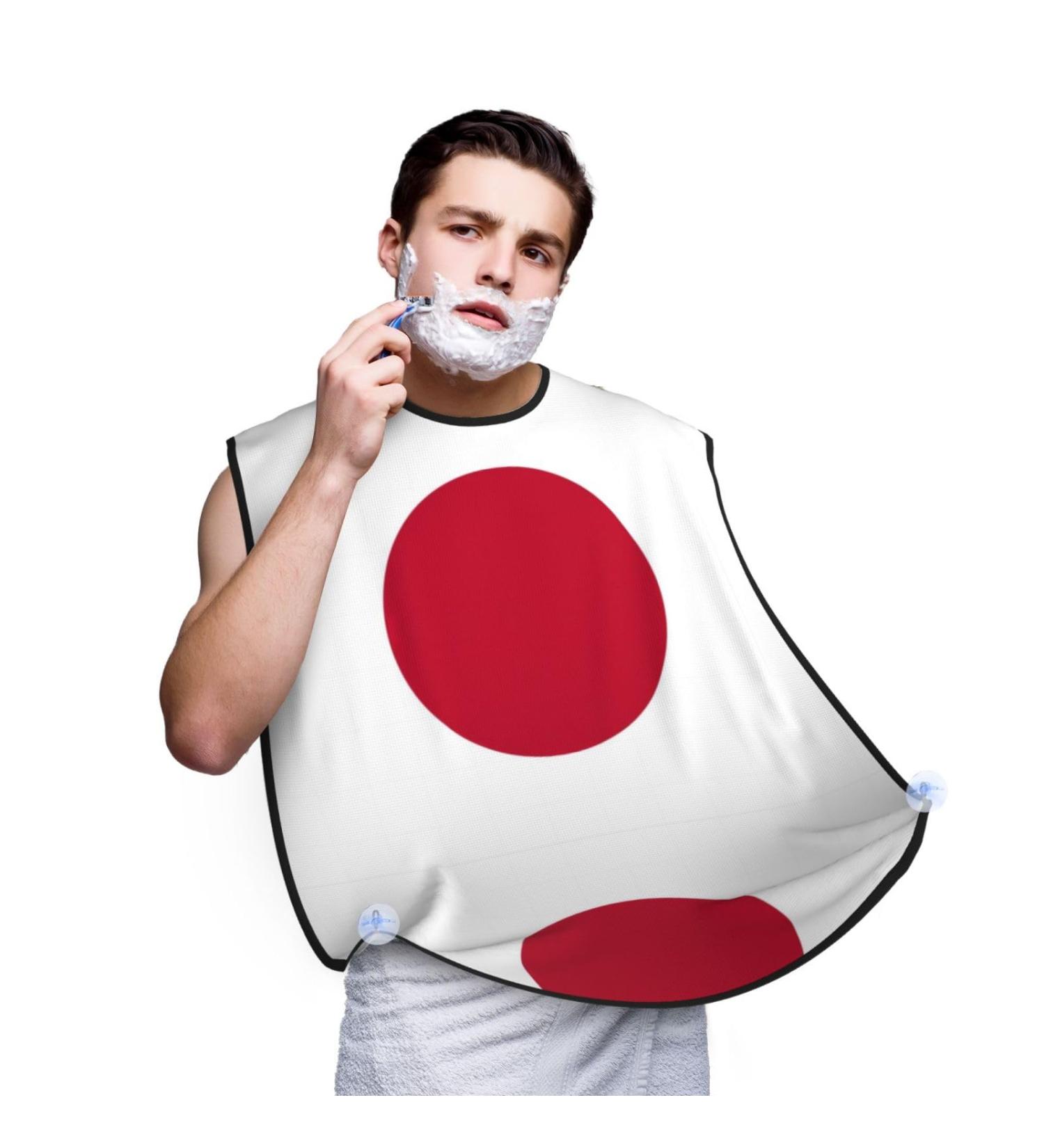 Japanese Flag Beard Bib Apron for Men | Beard Hair Catcher & Trimming Cape Cloth - Black - Buy Online on GoSupps.com